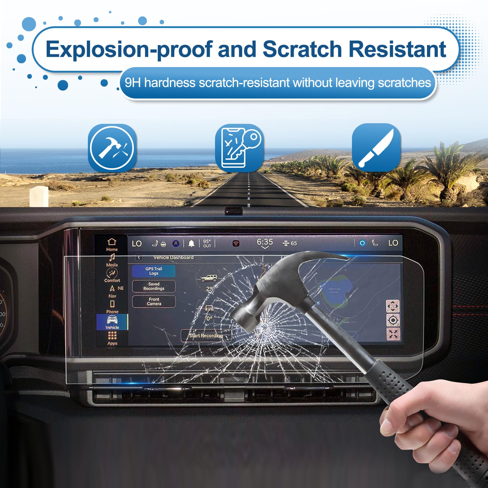 Coleya 2024 Wrangler Screen Protector For Jeep Wrangler (Sport/Sport S/Willys/Rubicon/Sahara/Rubicon X/High Altitude/Rubicon 392