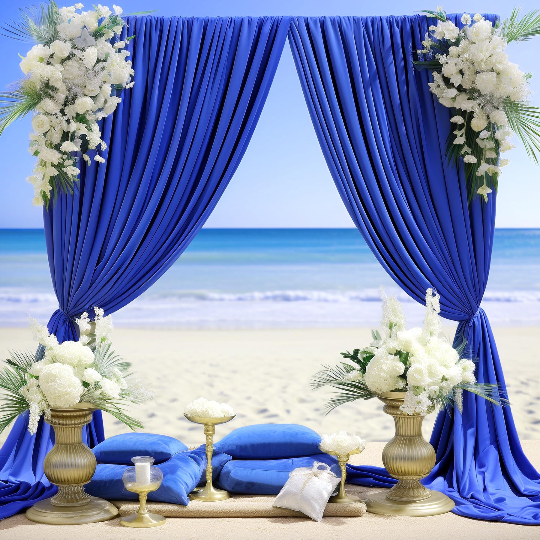 10Ft X 10Ft Royal Blue Backdrop Curtain For Parties Blue Wrinkle Free Backdrop Drapes Panels For Baby Shower Birthday Party Wedd