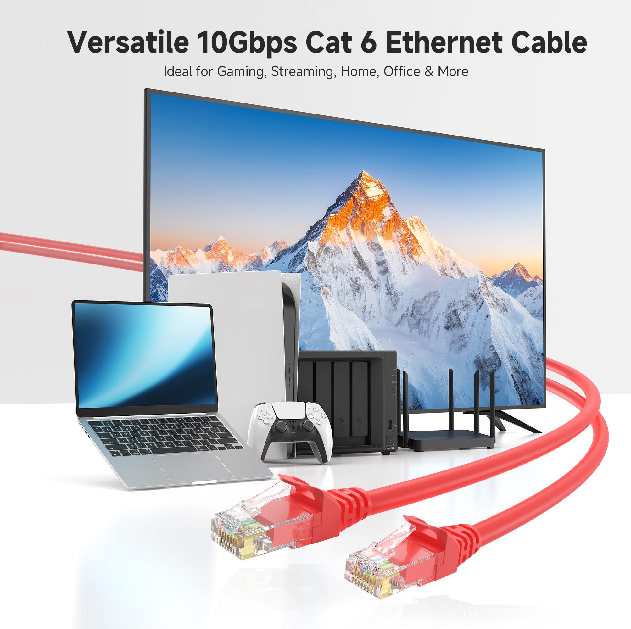 Cable Matters 10Gbps Snagless Cat 6 Ethernet Cable   6Ft, Cat 6 Cable, Cat6 Cord, Ethernet Cord, Red