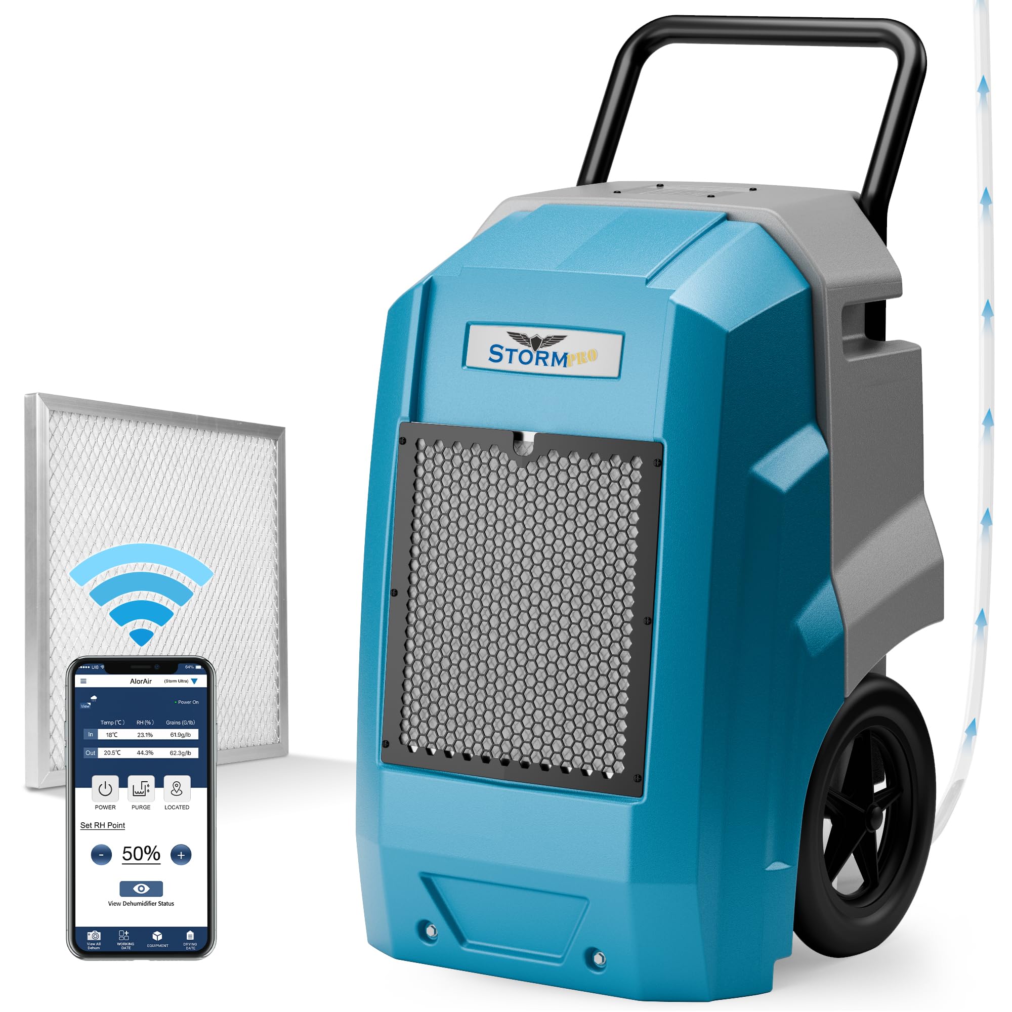 ALORAIR 180 Pints Smart WiFi LGR Commercial Dehumidifier with Pump Drain Hose, 2,300 Sq.Ft Dehumidifier Portable Industrial Dehu