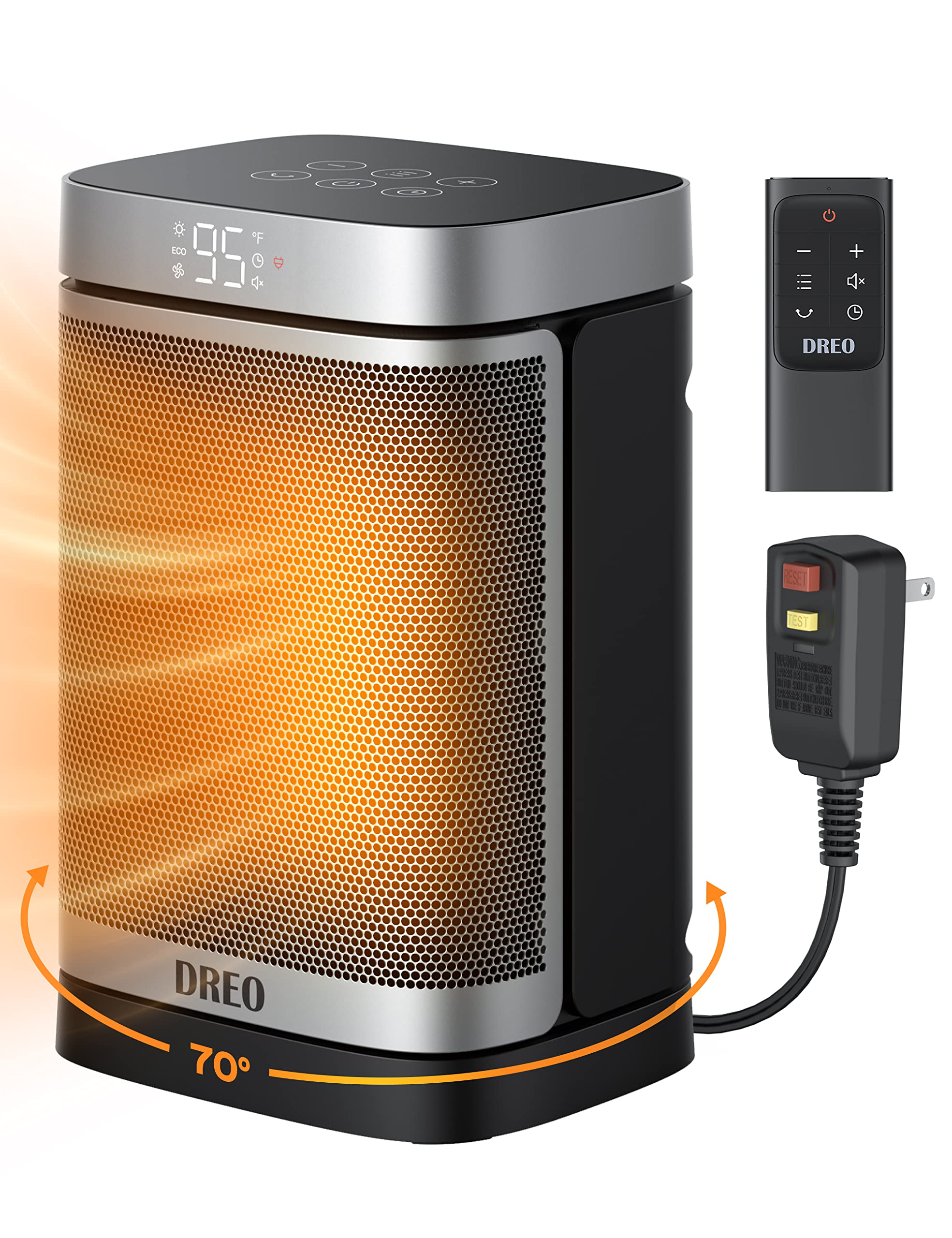 Dreo Space Heater For Bathroom And Indoor, Portable Heater, 1500W Safe And Quiet Ptc Ceramic Heater, 40 95F Digital Thermostat,