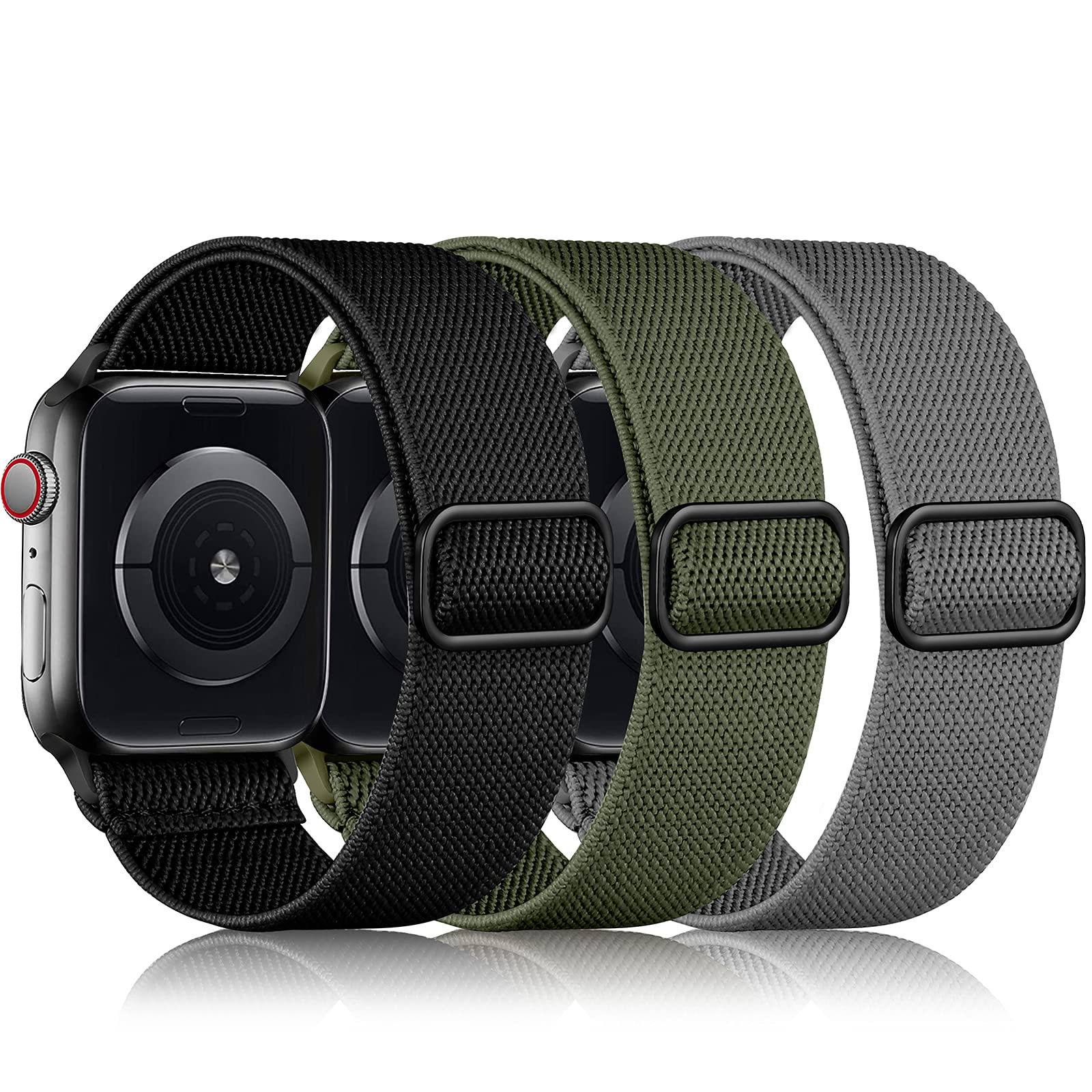 Daqin 3 Pack Stretchy Solo Loop Compatible With Apple Watch Band 40Mm 38Mm 44Mm 42Mm 41Mm 45Mm 46Mm, Braided Sport Elastic Nylon