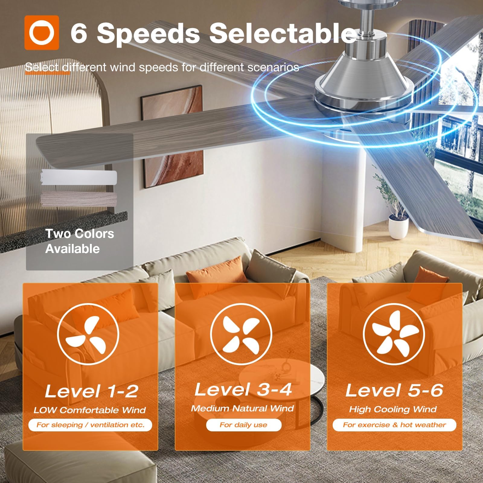 Addlon Ceiling Fans With Lights, 52 Inch Ceiling Fan With Light And Remote Control, Reversible, 3Cct, Dimmable, Noiseless, White