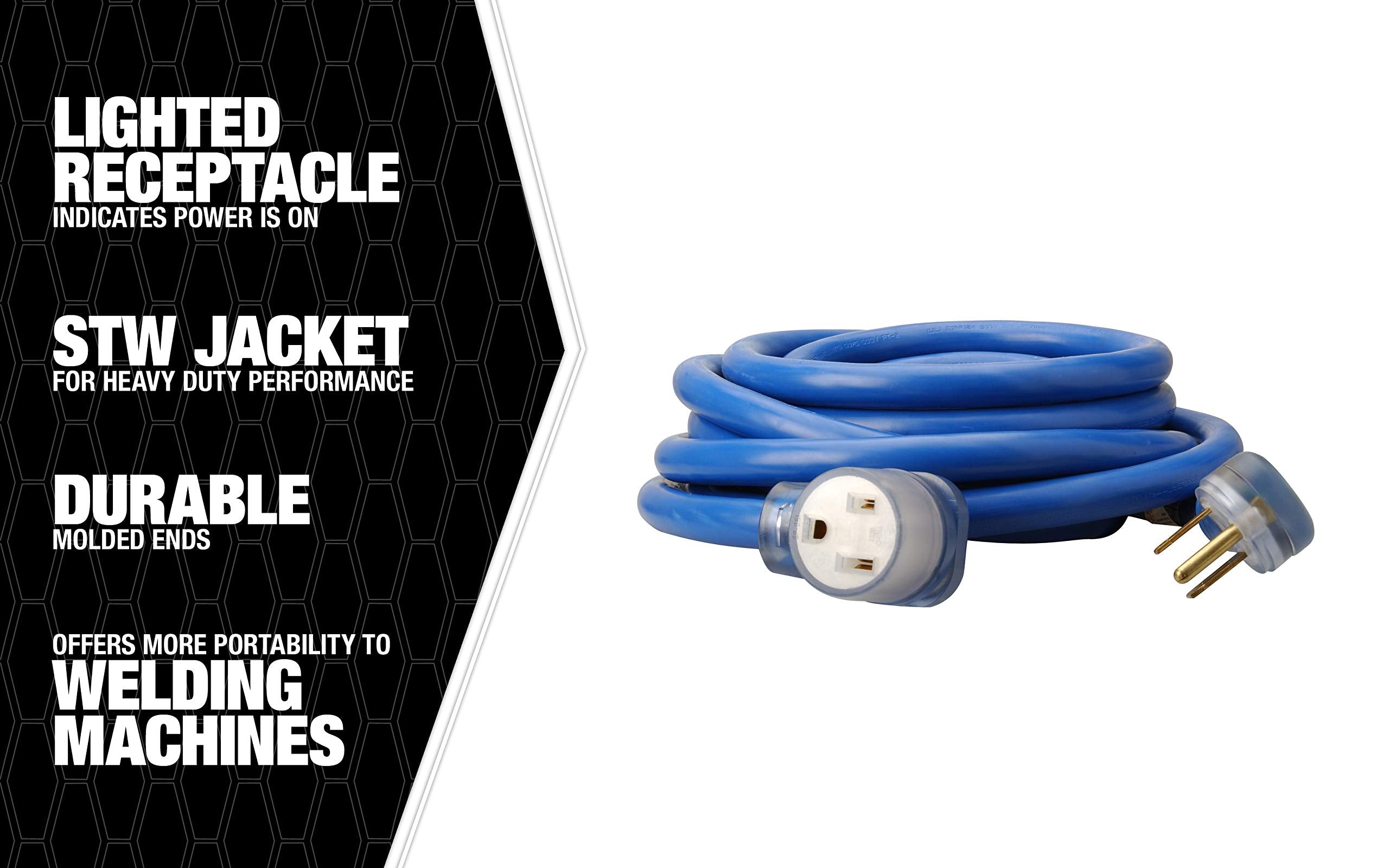 Southwire 8/3 Heavy Duty Stw 50 Amp/250 Volt Nema 6 50 Blue Welder Extension Cord; 50 Feet, 19228806