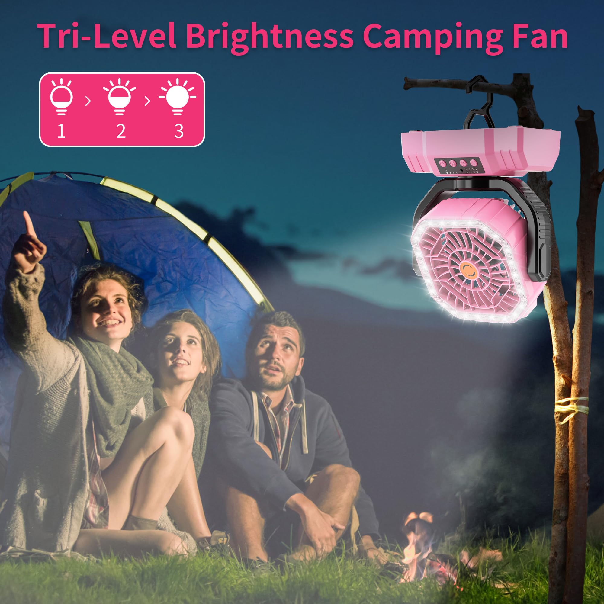 Avv 20000Mah High Speed Portable Camping Rechargeable Fan With Remote Control, Battery Powered With Auto Oscillating With Campin