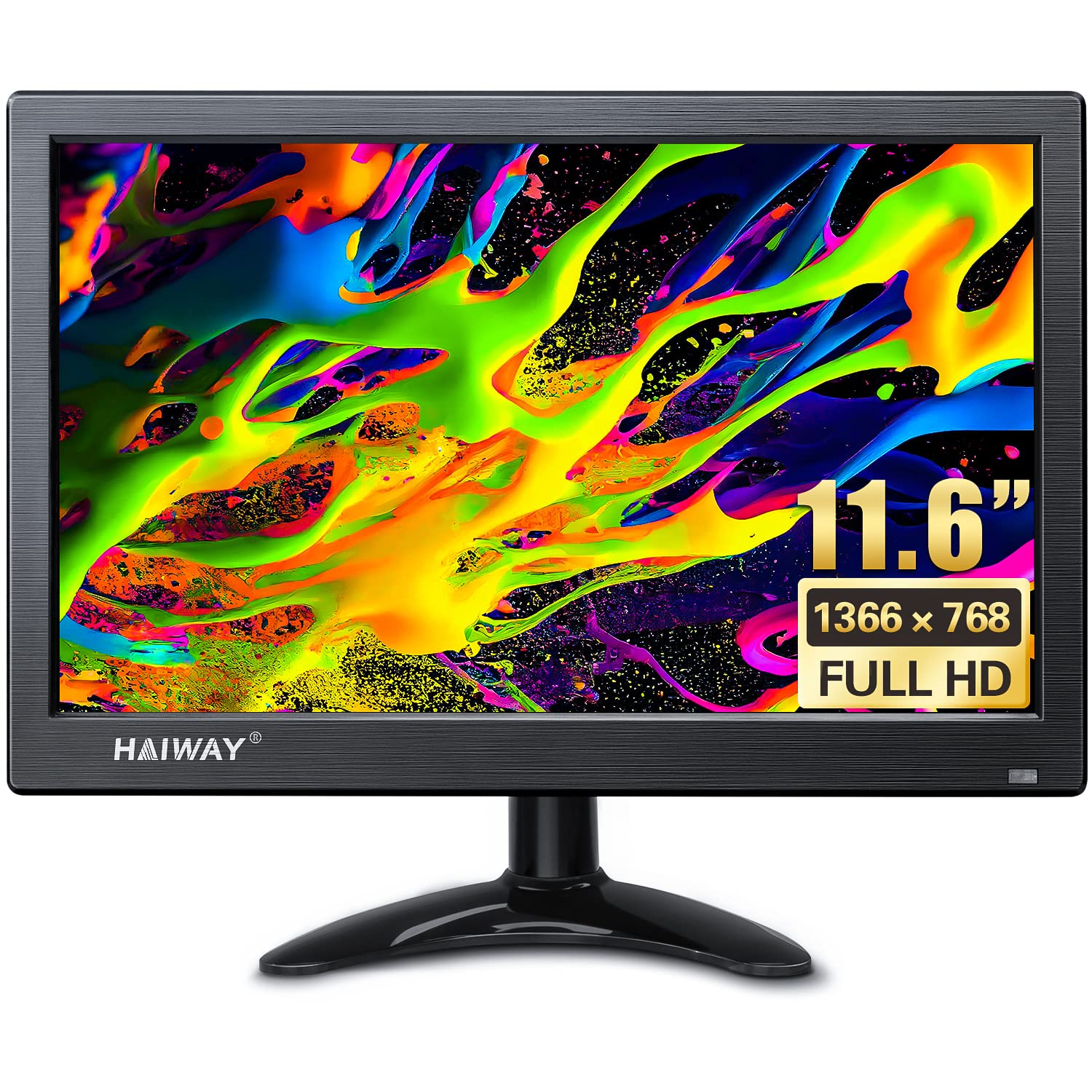 Haiway 11.6 Inch Security Monitor, 1366X768 Led Monitor Small Hdmi Monitor With Remote Control Built In Speakers, Mini Monitor H