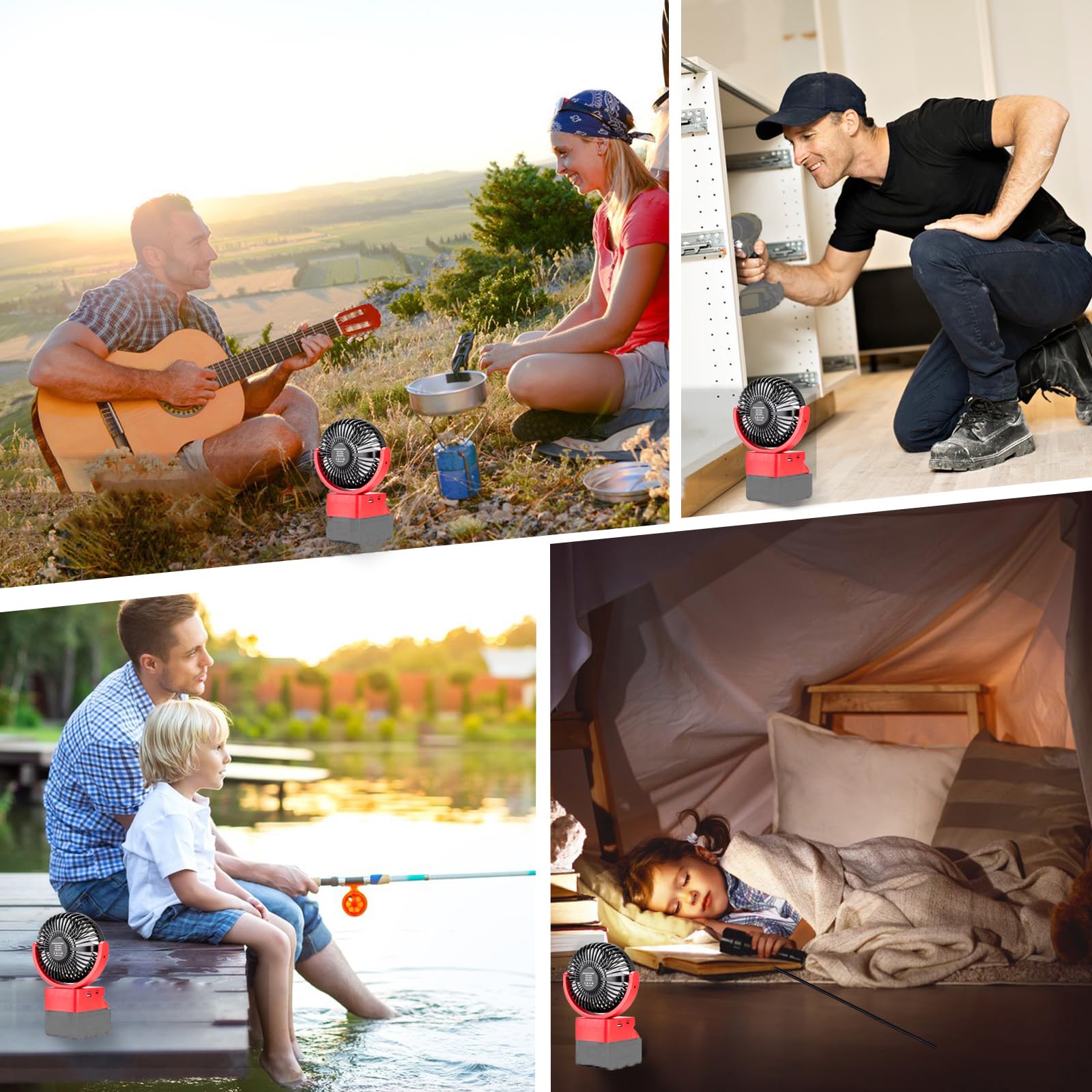 Rozlchar Cordless Fan Compatible For Milwaukee 18V Battery, Work For 48-11-1820, 48-11-1850, Jobsite Fan With Usb A/C Fast Charg