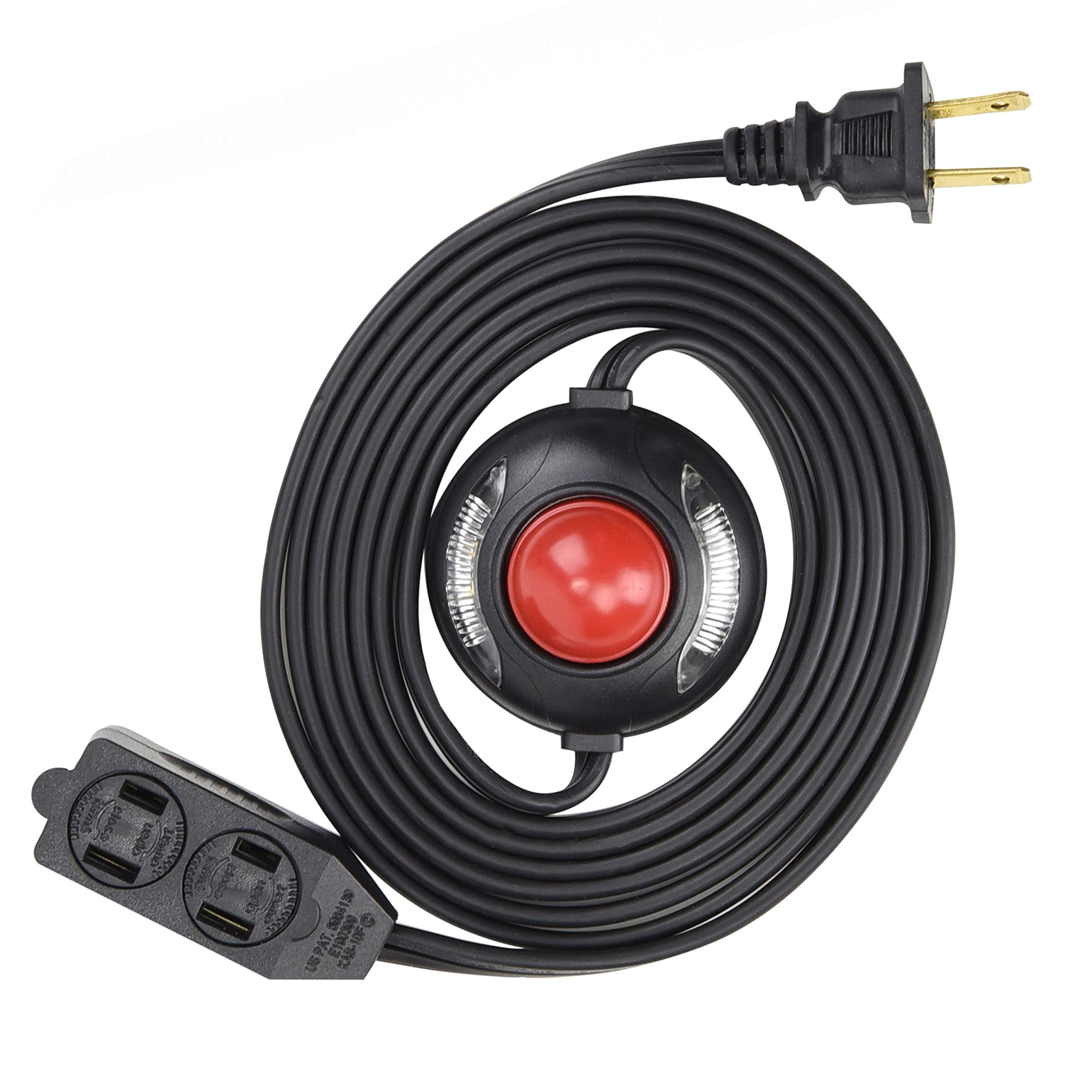 Electes 3 Outlet Extension Cord With Hand/Foot Switch And Light Indicator With Safety Twist Lock, 16/2, Black, Ul Listed