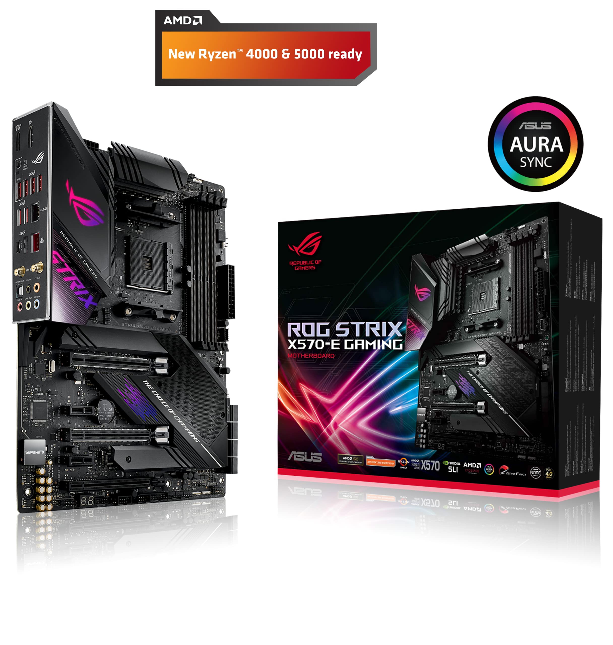 Asus Rog Strix X570 E Gaming Atx Motherboard  Pcie 4.0, Aura Sync Rgb Lighting, 2.5 Gbps And Intel Gigabit Lan, Wifi 6 (802.11Ax