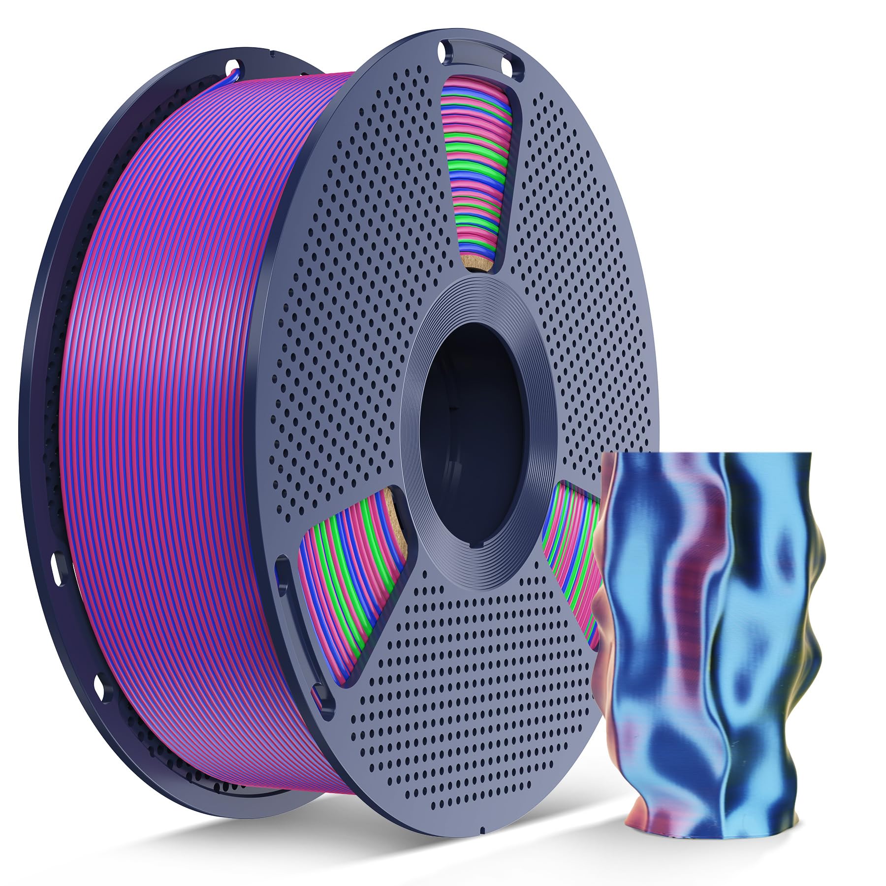 SUNLU Silk Triple Color PLA Filament, Silk PLA 3D Printer Filament 1.75mm, Neatly Wound Shiny Silk 3D Printer Filament 1.75mm 0.