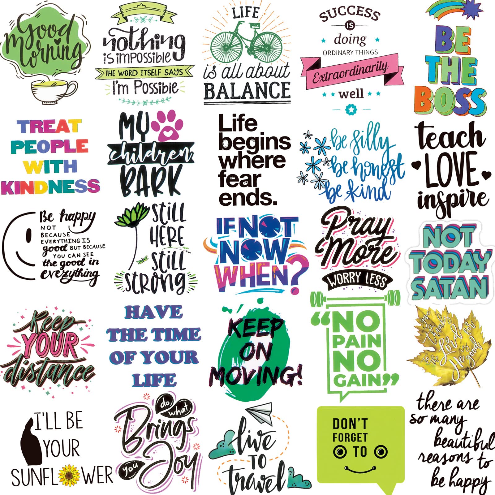 200Pcs Positive Motivational Words Stickers For Adults, Inspirational Quote Stickers For Teens Kids Teachers Employees, Water Bo