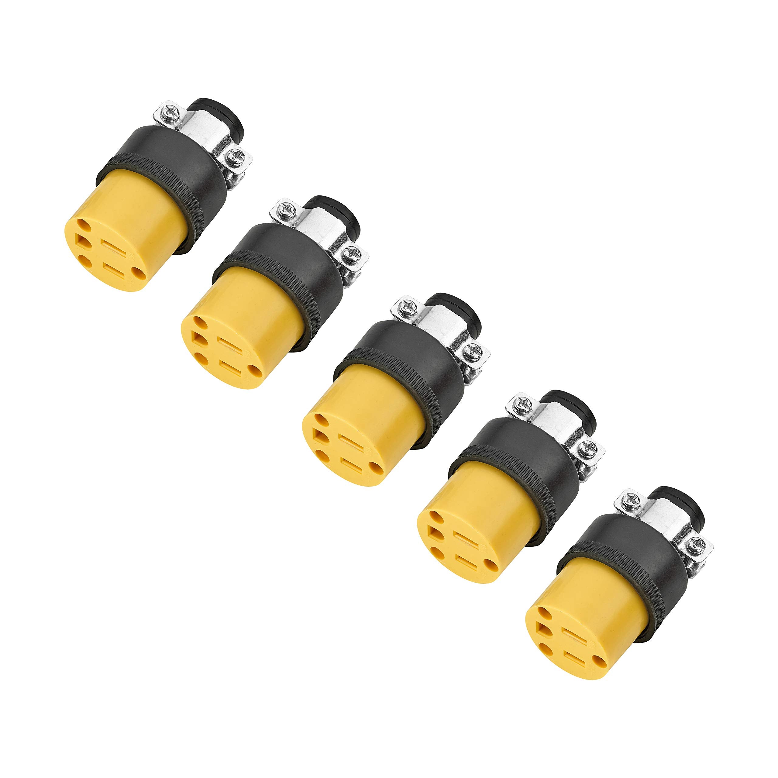 Extension Cord Electrical Wire Repair End 15 Amp, 125 Volt | 5 Sets Male Female 3 Prong Grounding Replacement Connectors Set | S