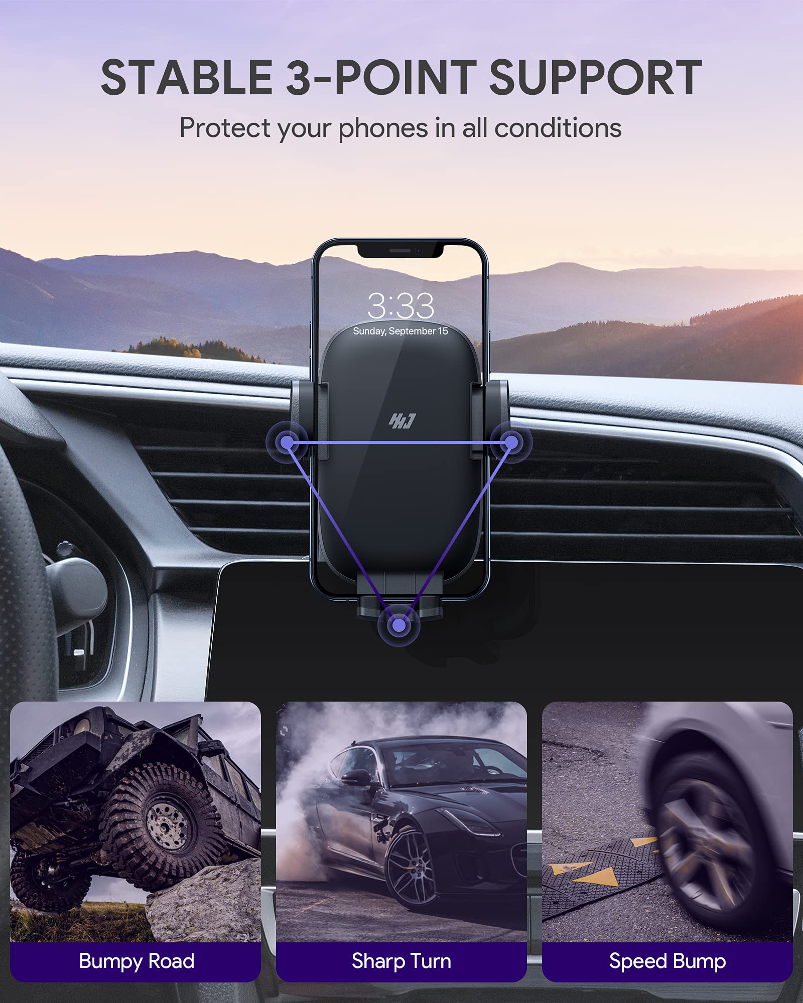 Phone Mount For Car [Super Stable & Easy] Upgraded Air Vent Clip Car Phone Holder Mount Fit For All Cell Phone With Thick Case H