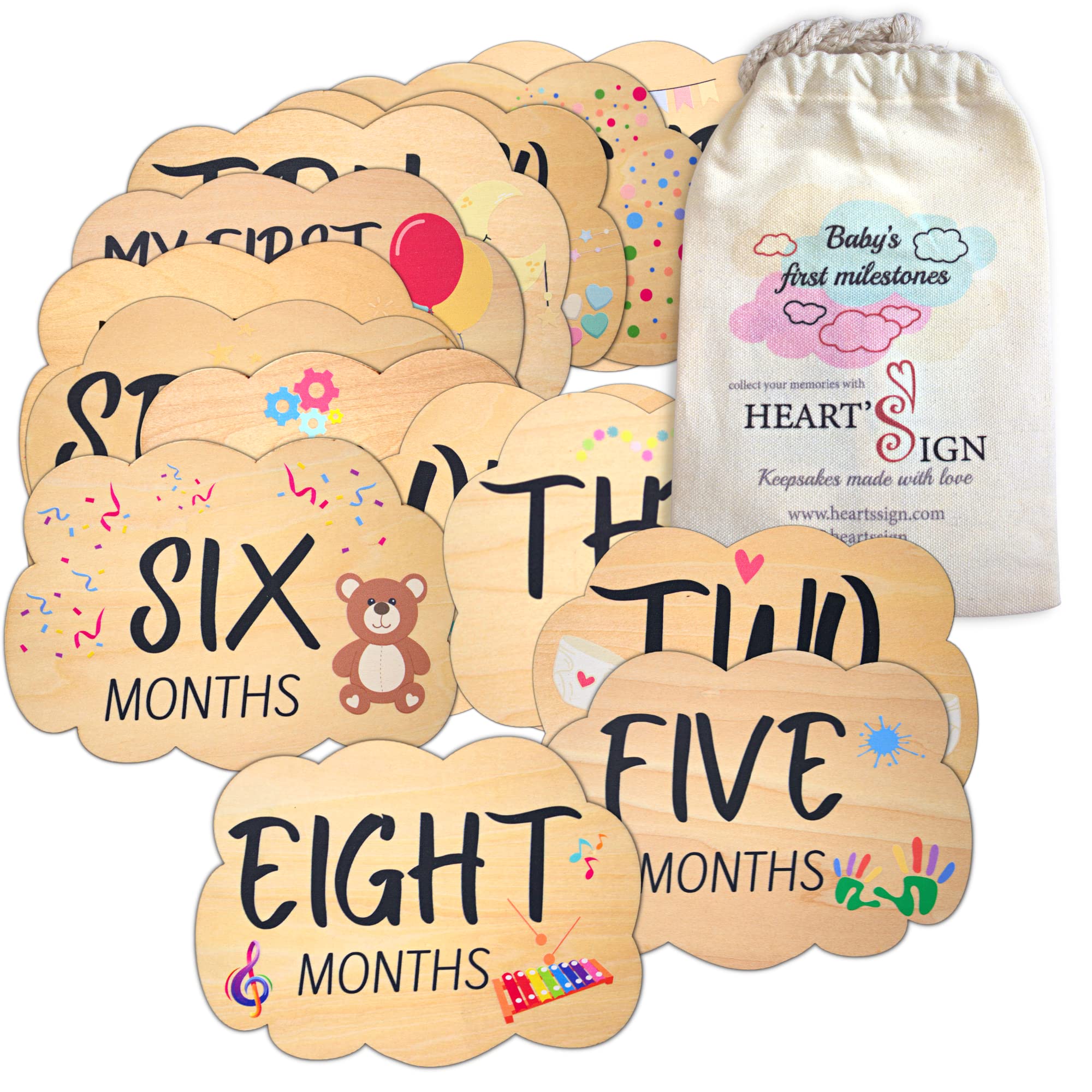Heart'S Sign 14 Designs Xl Monthly Baby Milestone Cards | Newborn Gift Set | Baby Monthly Milestones