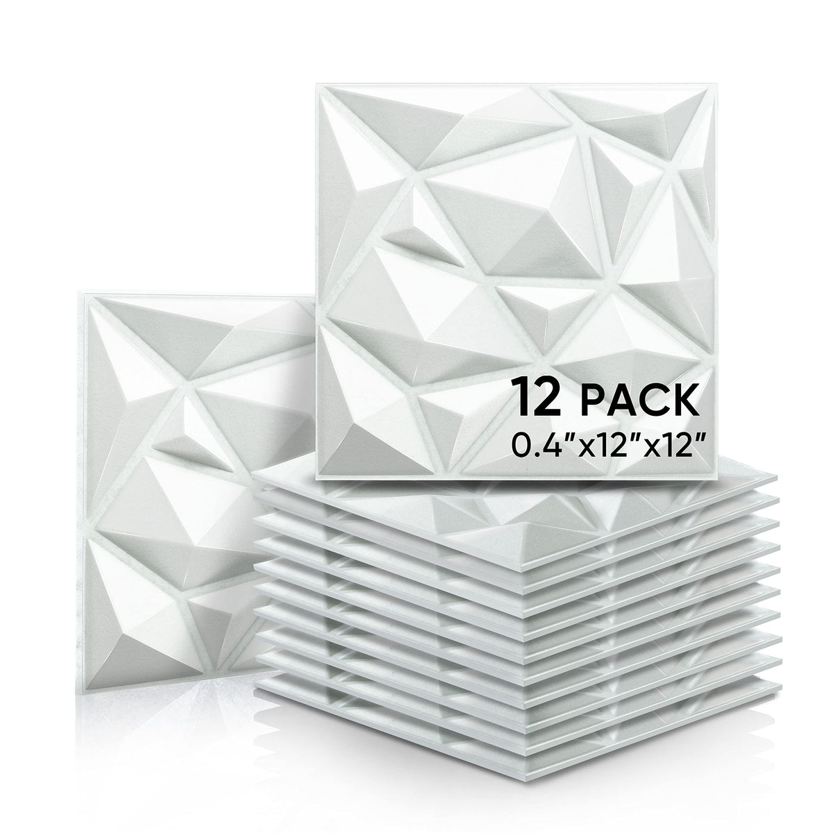 Sonic Acoustics 12 Pack Acoustic Foam Panels 0.4'' X 12'' X 12'' Sound Absorbing Panel, 3D Unique Soundproof Foam Insulation, Fo