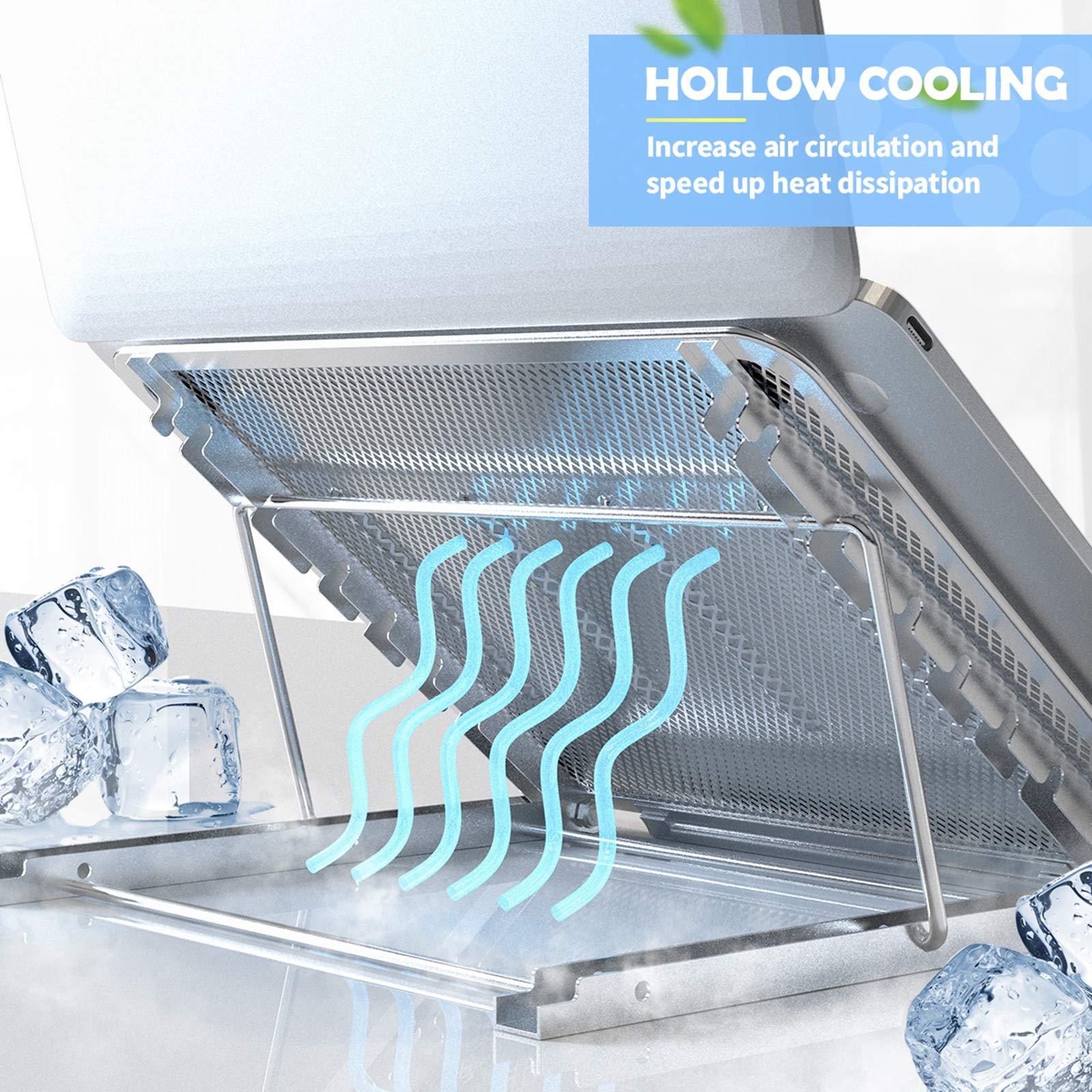 Klsniur Laptop Stand, Tablet Laptop Holder Stand Foldable Ventilated Adjustable Laptop Computer Holder Desk Stand Universal Lightweight Ergonomic Tray Cooling (Silver)