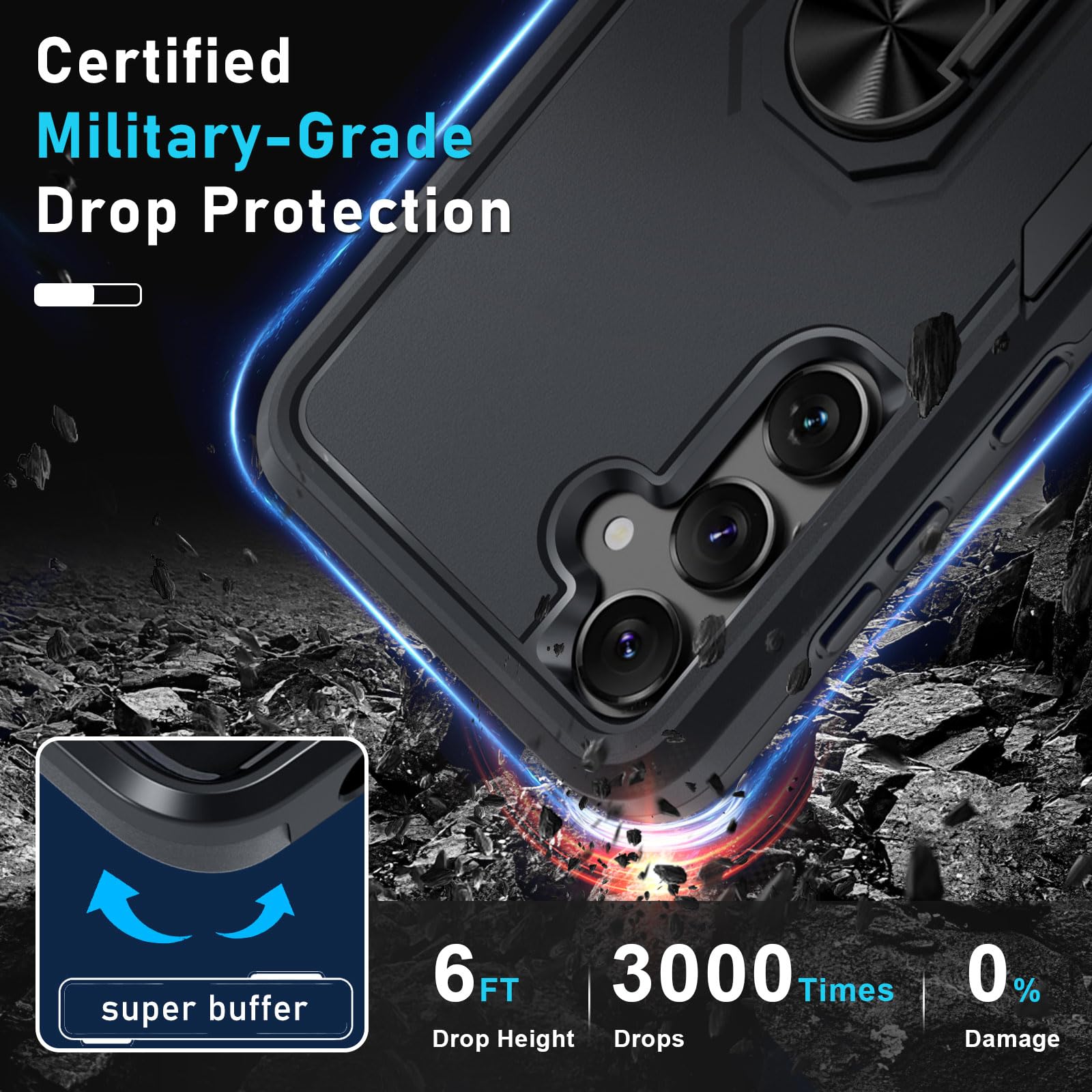 Janmitta Compatible With Samsung Galaxy S24 Case With Screen Protector[2 Pack],Heavy Duty Shockproof Full Body Phone Cover Built