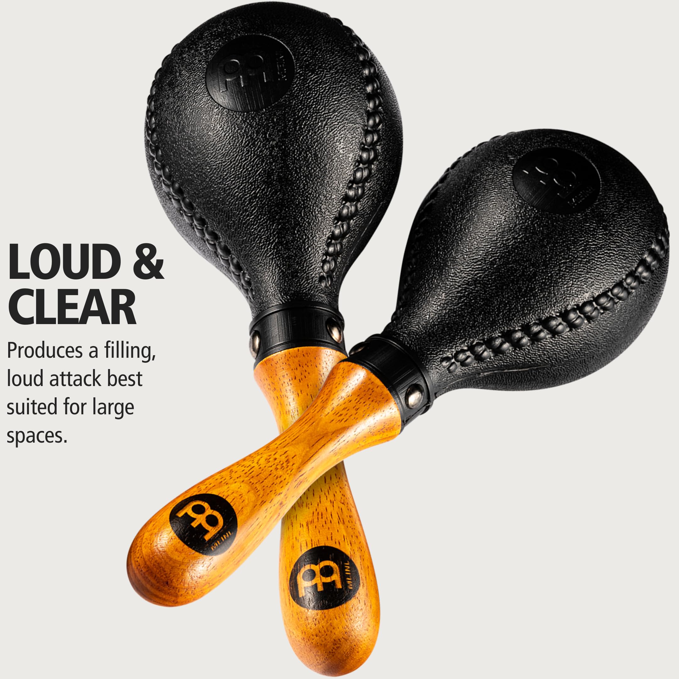Meinl Percussion, Standard Size With Abs Plastic Wooden Concert Maracas Hand Shaker Rattles With All Weather Synthetic Shells � Not Made In China � Solid Wood Handles, 2 Year Warranty (Pm2Bk)