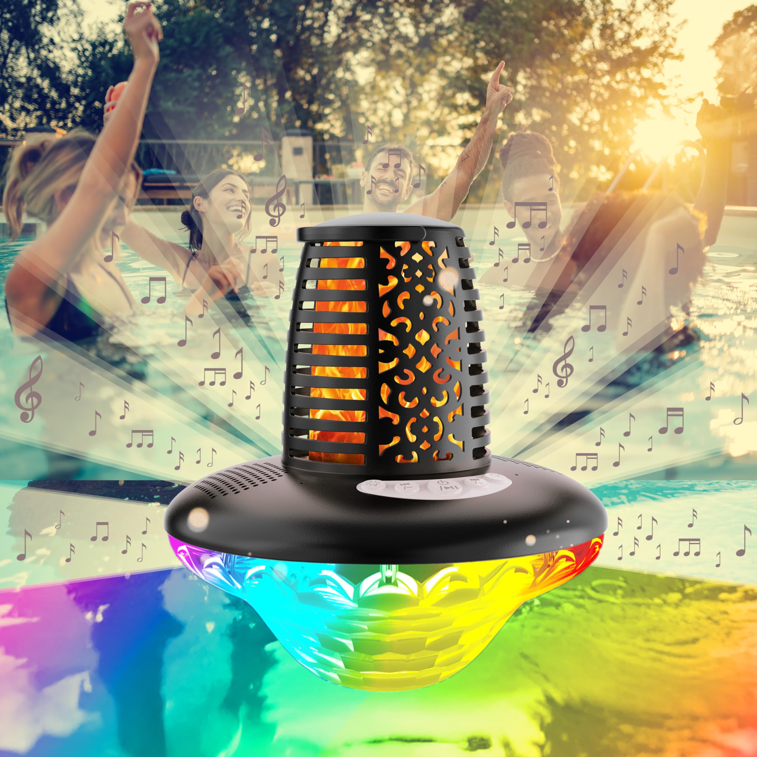 VISOFO Floating Bluetooth Pool Speaker with Lights, Pool Gifts, Multicolor