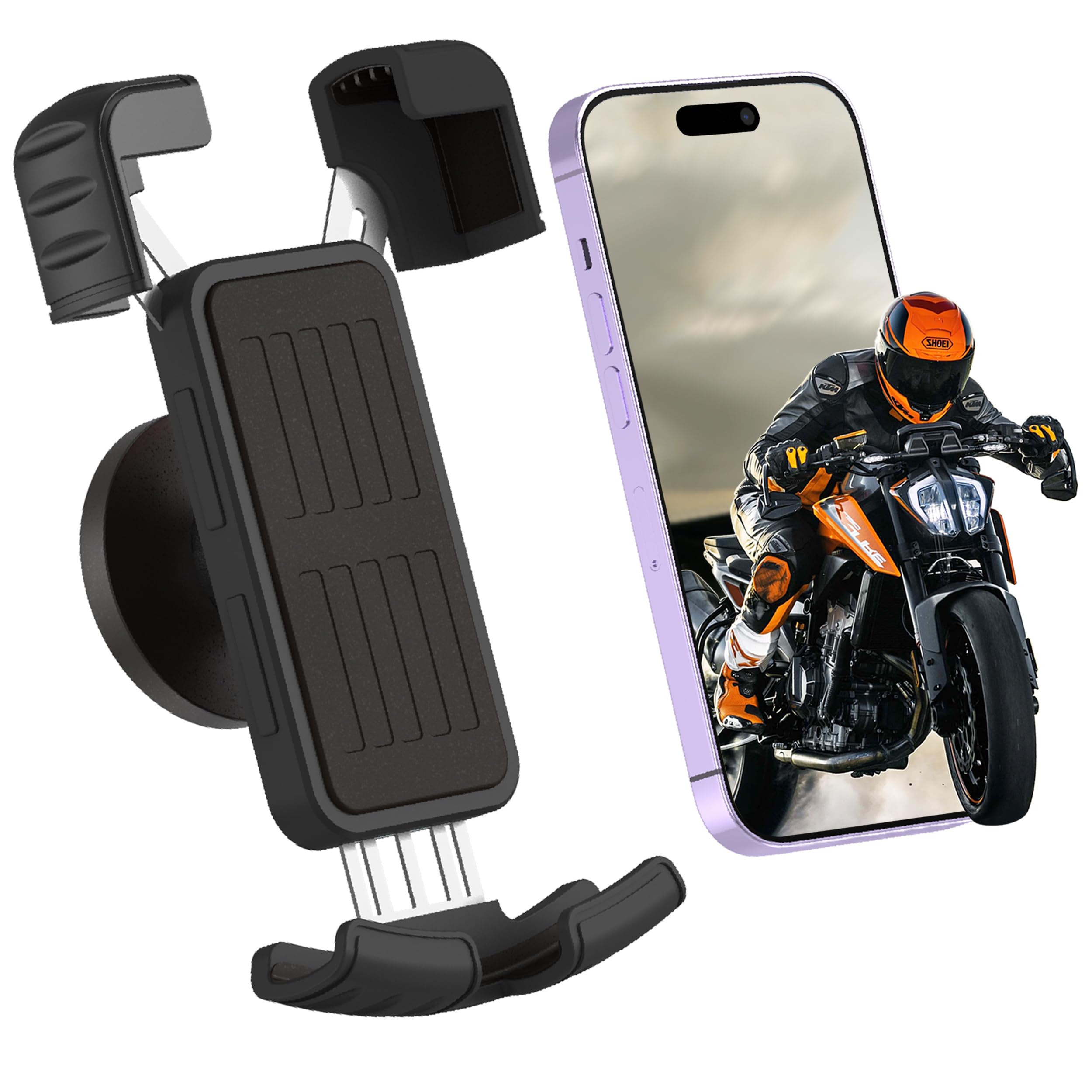 Ulibermagnet Motorcycle Magnetic Phone Mount,Heavy Duty Adjustable Magnetic Cell Phone Holder With Security Lock,Anti Shake 360