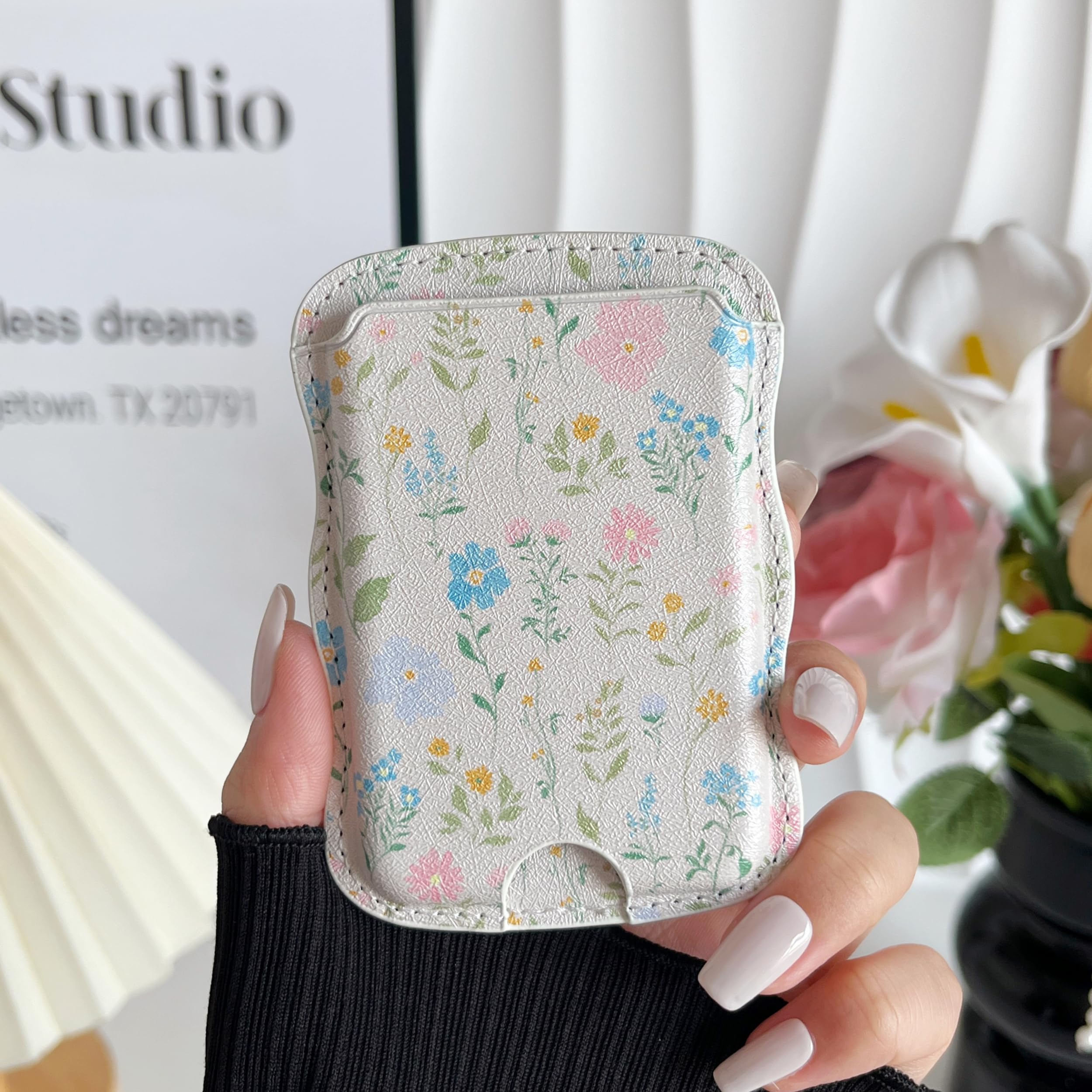 Zcdaye Magnetic Wallet Card Holder,Wavy Frame Design For Iphone 16/15/14/13/12 Series,Holds Up 3 Cards,Phone Wallet For Women Gi