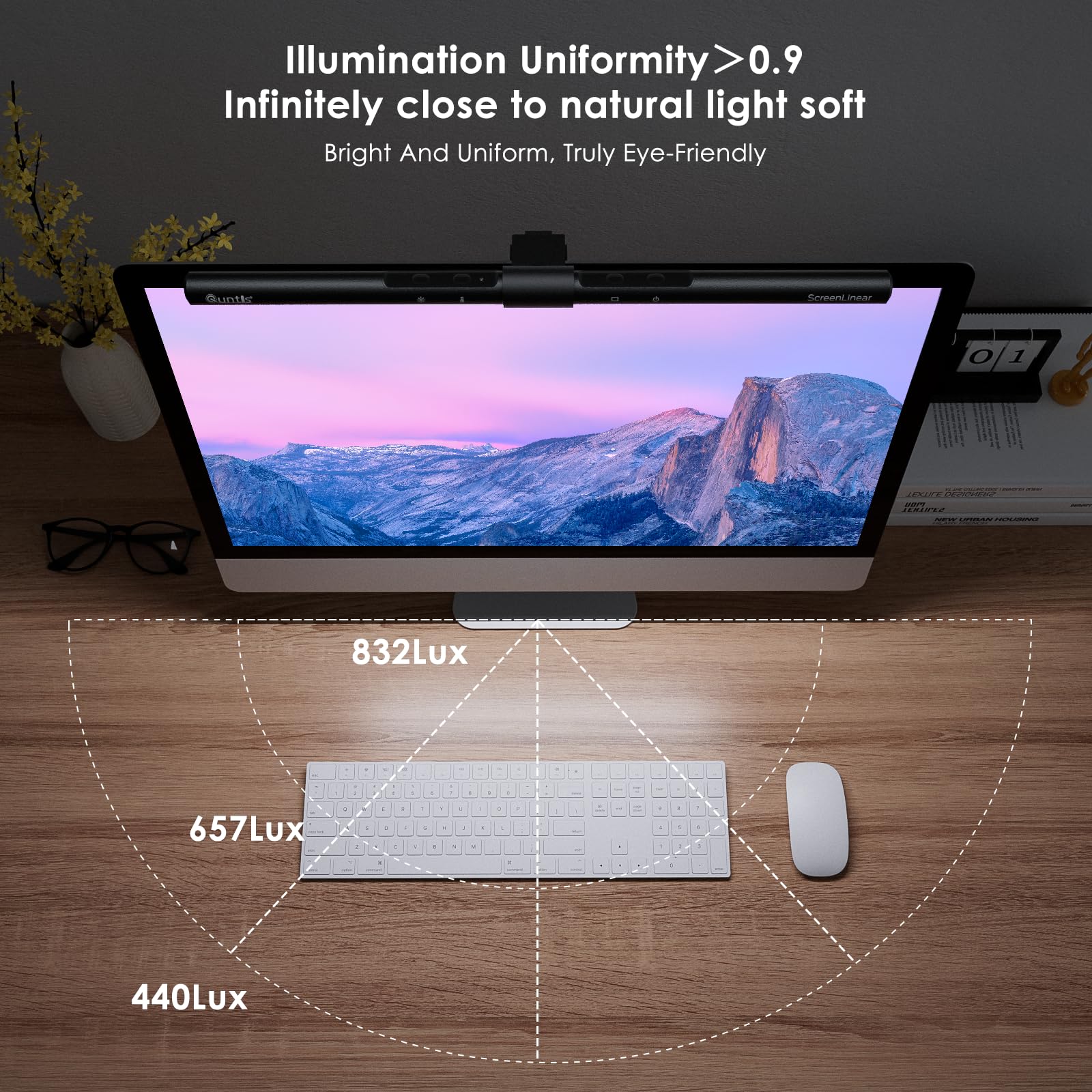 Quntis Computer Monitor Lamp, Screen Monitor Light Bar For Eye Caring, Usb Reading Led Task Lamp With Auto Dimming, Dimmable Lam