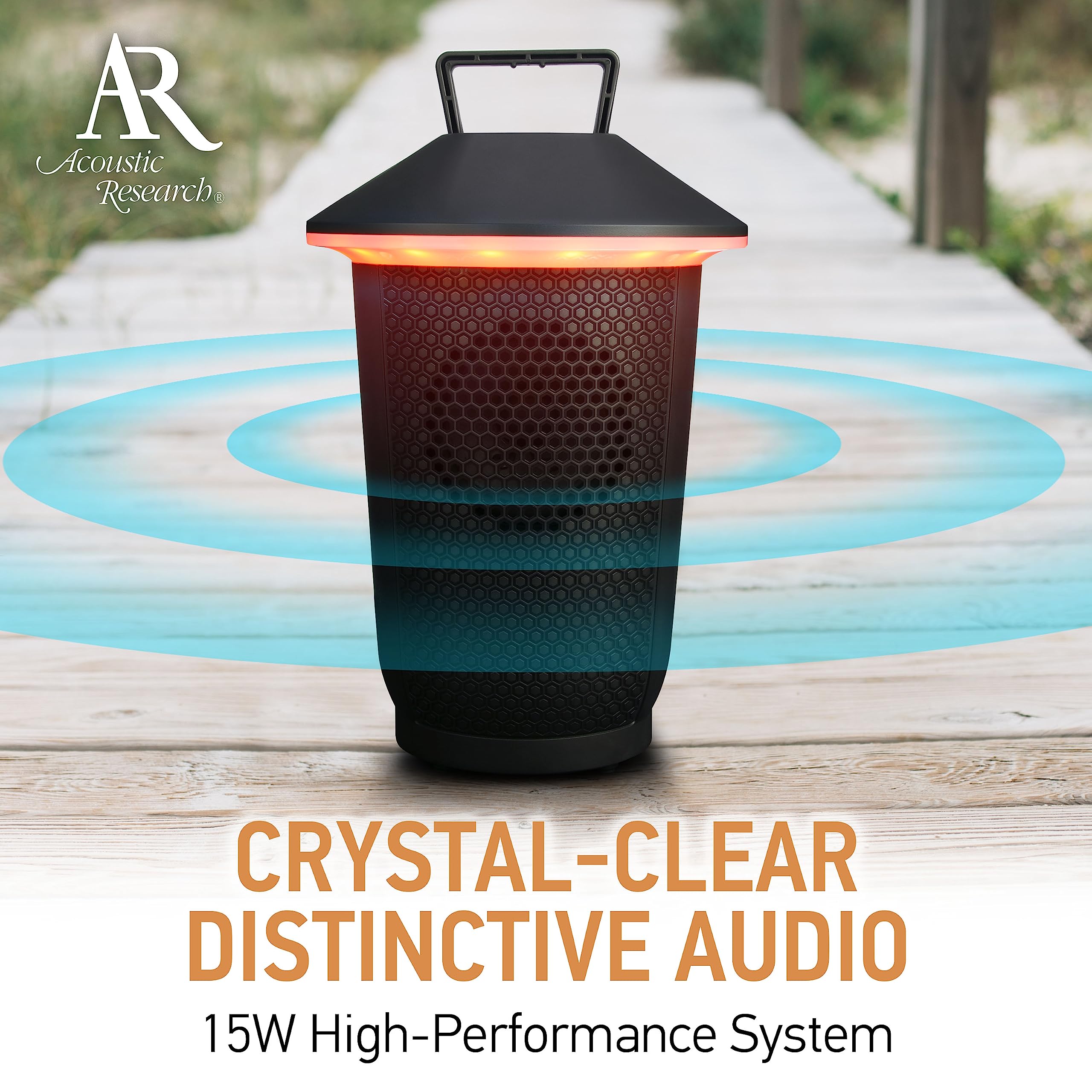 Acoustic Research Permium Rechargeable Indoor &Outdoor Bluetooth Wireless Speaker, Ipx4 Water Resistant, 25 Multi Color And Whit