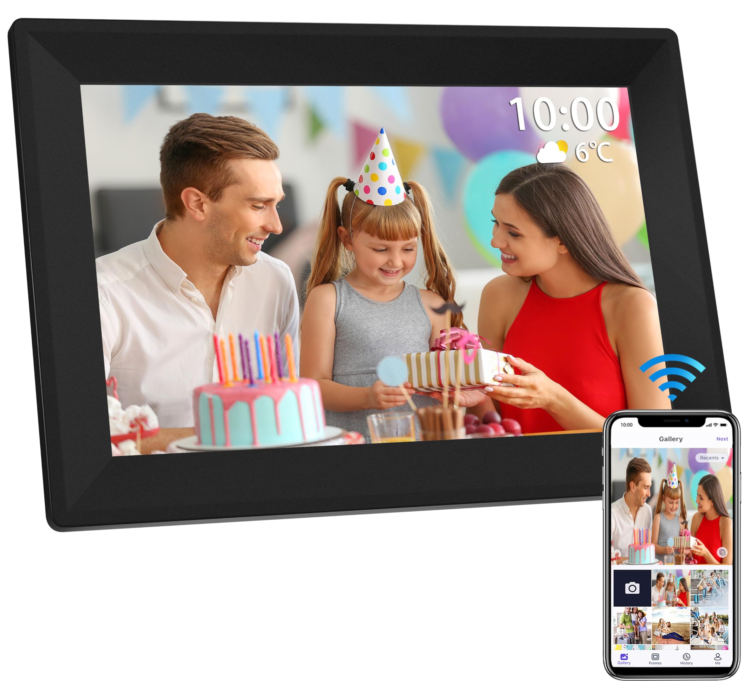 Foojoe 10.1Inch Wifi Smart Digital Picture Frames,1280 * 800 Ips Hd Resolution Digital Photo Frame,16Gb Storage,Auto Rotate,Digi