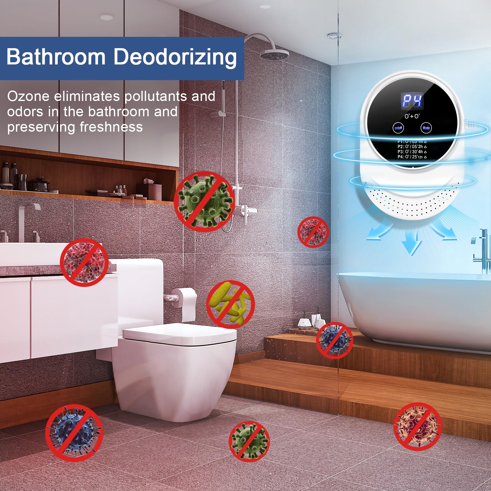 Ozone Odor Eliminator For Strong Odor 99% Cat Litter Deodorizer Dog Poof Odor Removal Home Plug In Air Purifier For Bedroom Toil
