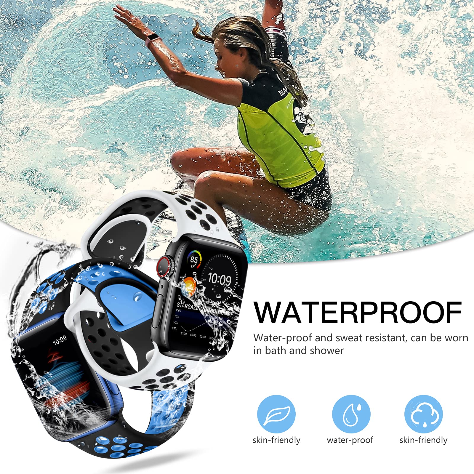 Adorve For Apple Watch Band 49Mm 45Mm 44Mm 42Mm For Women Men Girls, Cute 4 Pack Soft Silicone Sport Wrist Strap Compatible With