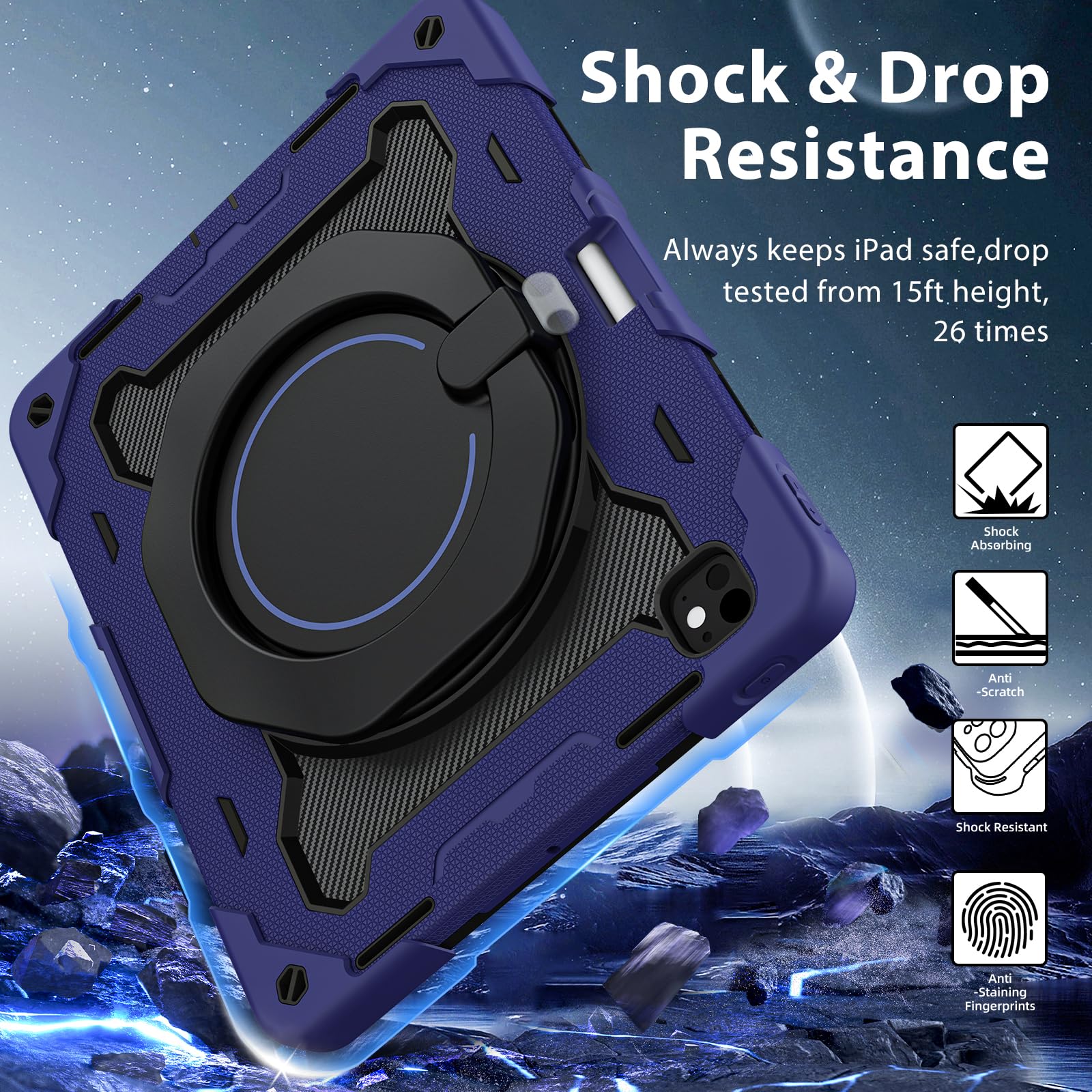 Roiskin For Ipad Pro 13 Inch Case 2024 M4 7Th Generation With Hd Screen Protector & Shoulder Strap & Pen Holder [15Ft Drop Prote