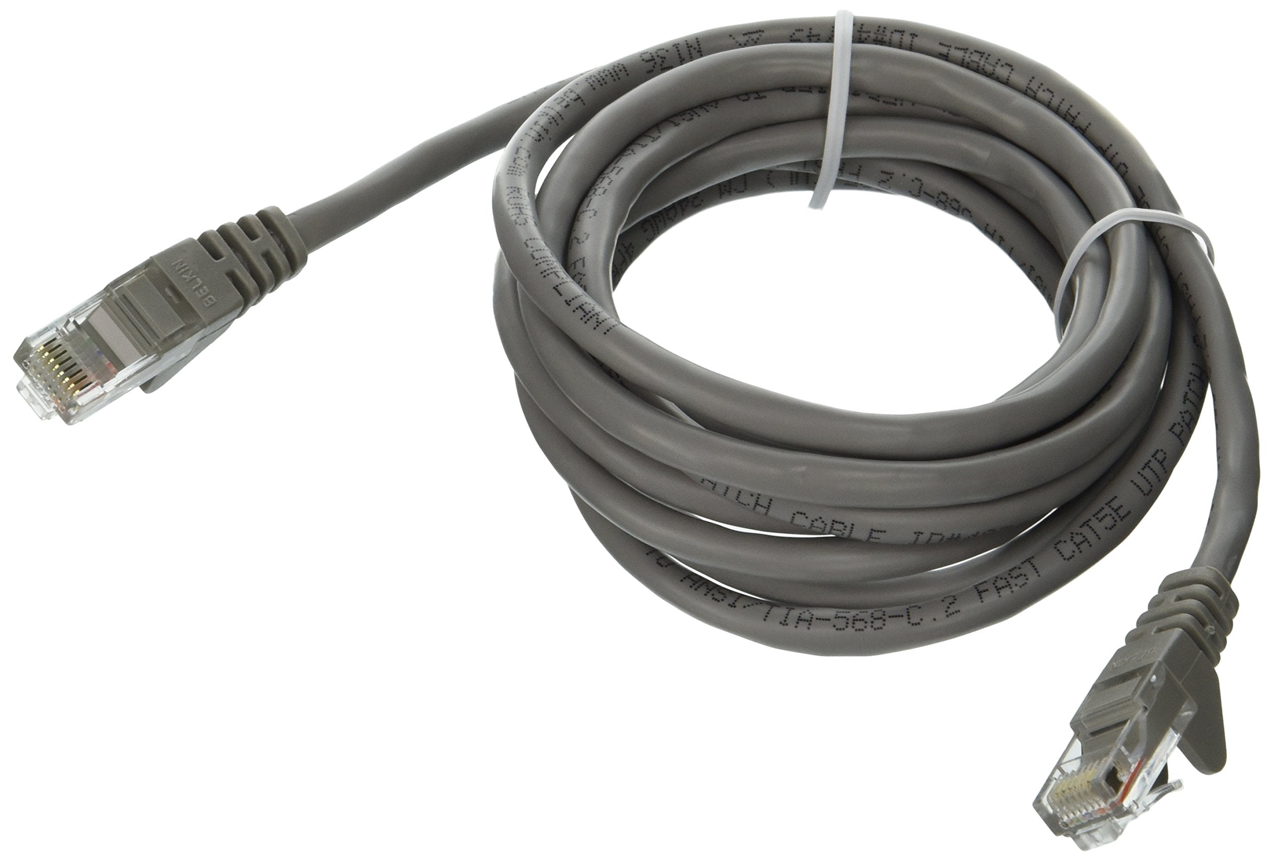 7Ft Cat5E Patch Cable, Utp, Gray Pvc Jacket, 24Awg, T568B, 50 Micron, Gold Plate