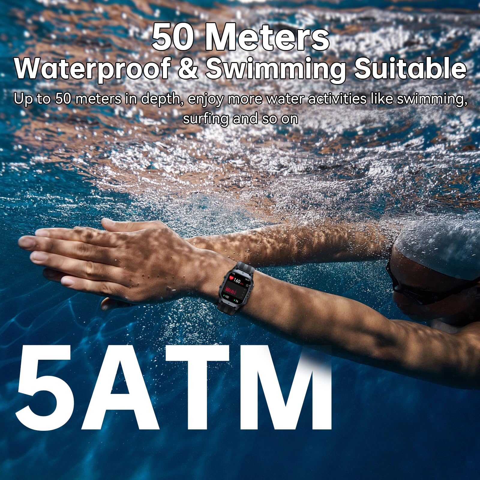 Oukitel Bt20 Military Smart Watches For Men(Answer/Make Calls), 1.96 Fitness Smart Watches For Android/Iphone, Waterproof Smar