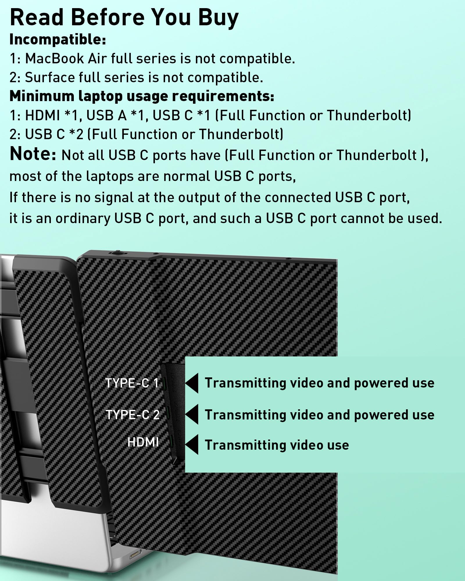 Marsmyth Laptop Screen Extender 14 Inch, Full Hd Display Laptop Monitor Extender (1920 X 1080), Ips Panel Triple Screen Laptop M