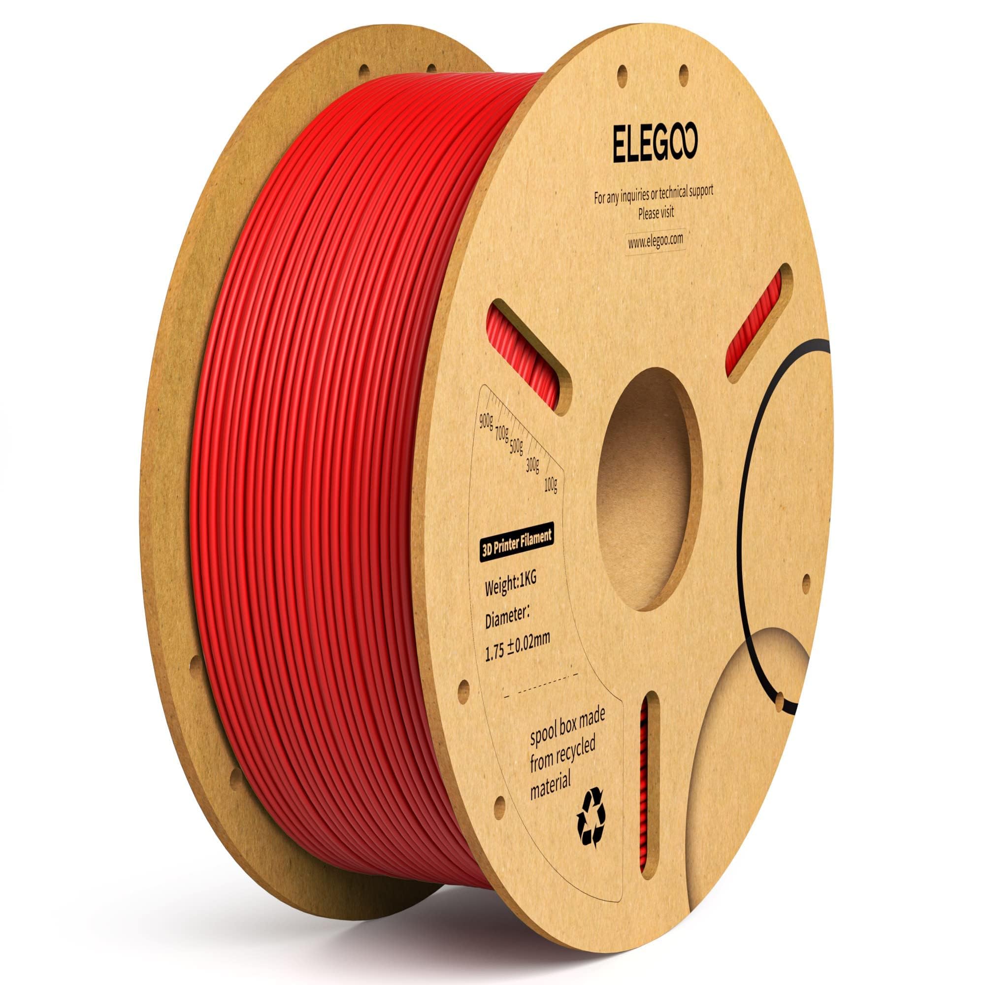 Elegoo Pla Plus Filament 1.75Mm Red 1Kg, Pla+ Tougher And Stronger 3D Printer Filament Pro Dimensional Accuracy +/  0.02Mm, 1Kg