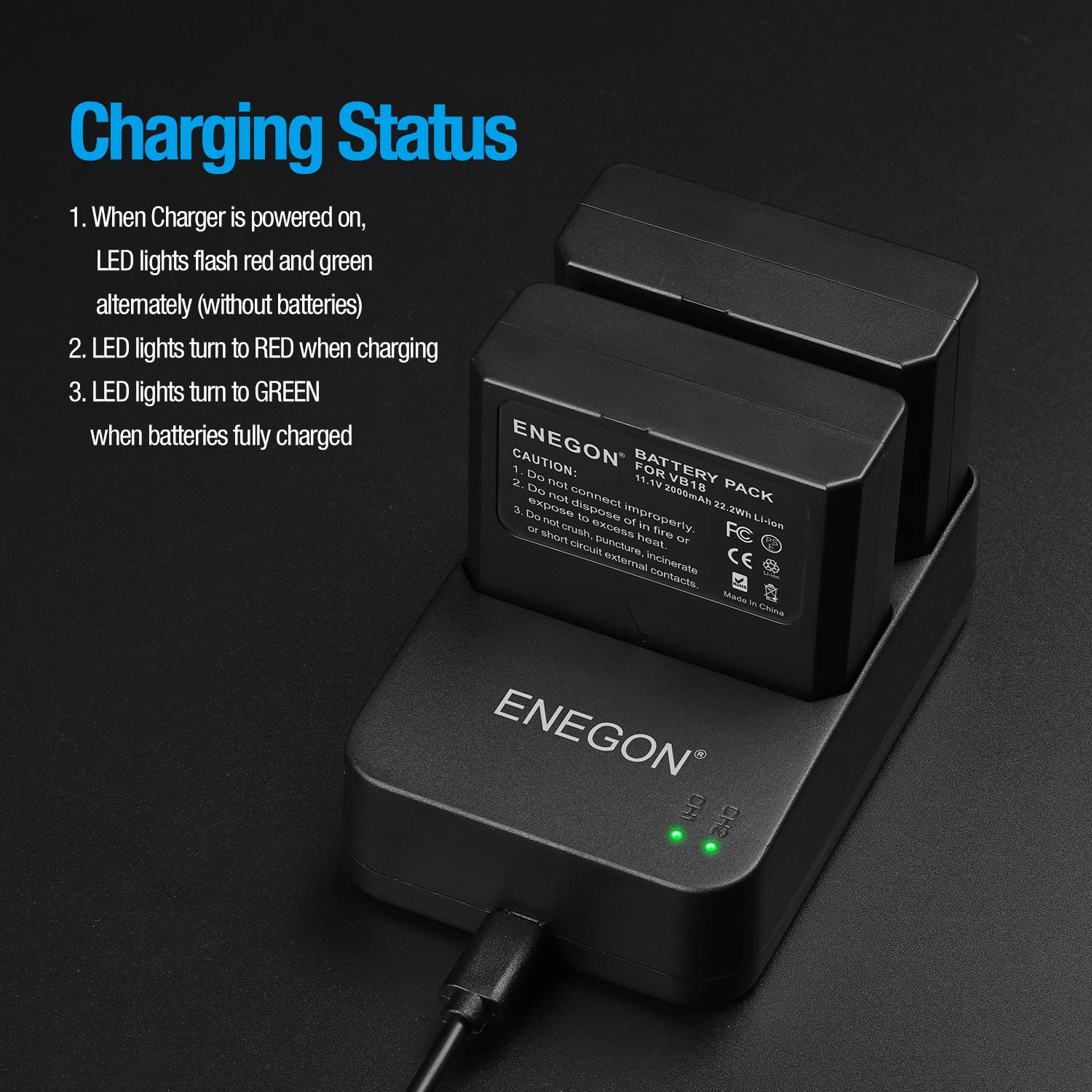 Enegon Vb18, Li Ion Battery Vb18 (2 Pack) & Dual Usb Charger For Godox V850 V850Ii V860 V860C V860N V860Ii V860Ii N V860Ii C V86