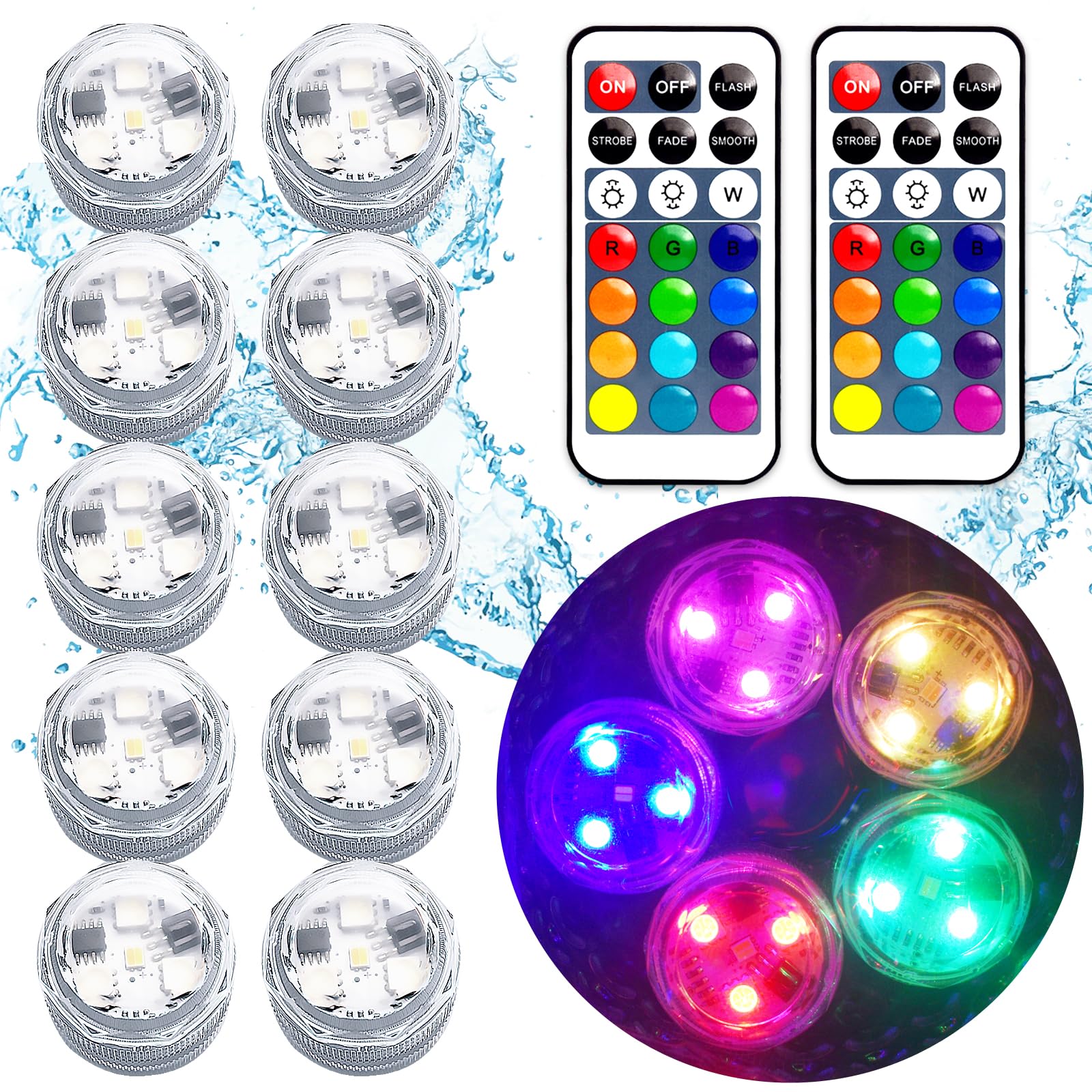 Mini Submersible Led Lights,Small Waterproof Led Tea Lights Candle With Remote Battery Led Operated,Rgb Color Changing For Vase