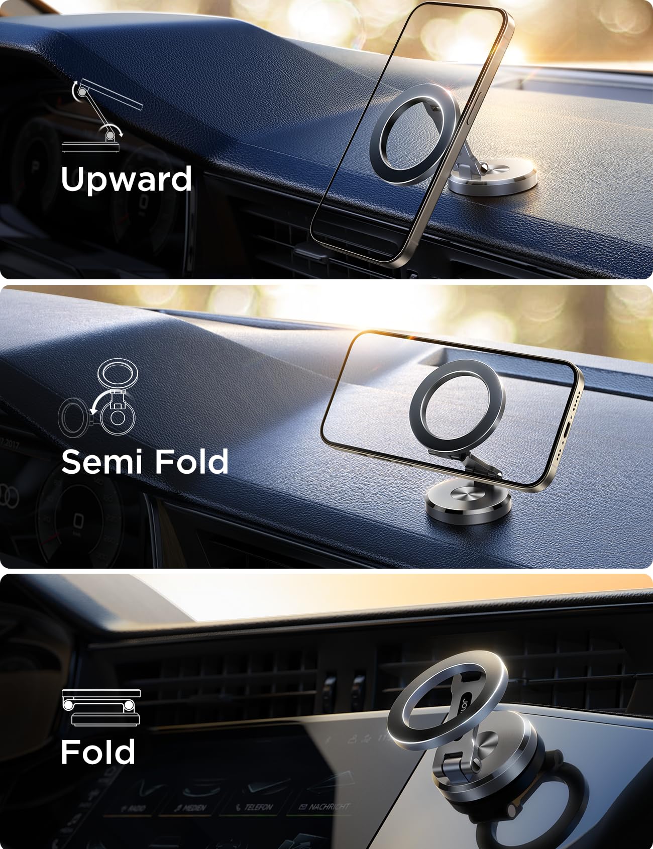 Joyroom For Magsafe Car Mount, All Metal Magnetic Phone Holder For Car, Strong Magnets Iphone Car Mount Hands Free Phone Holders