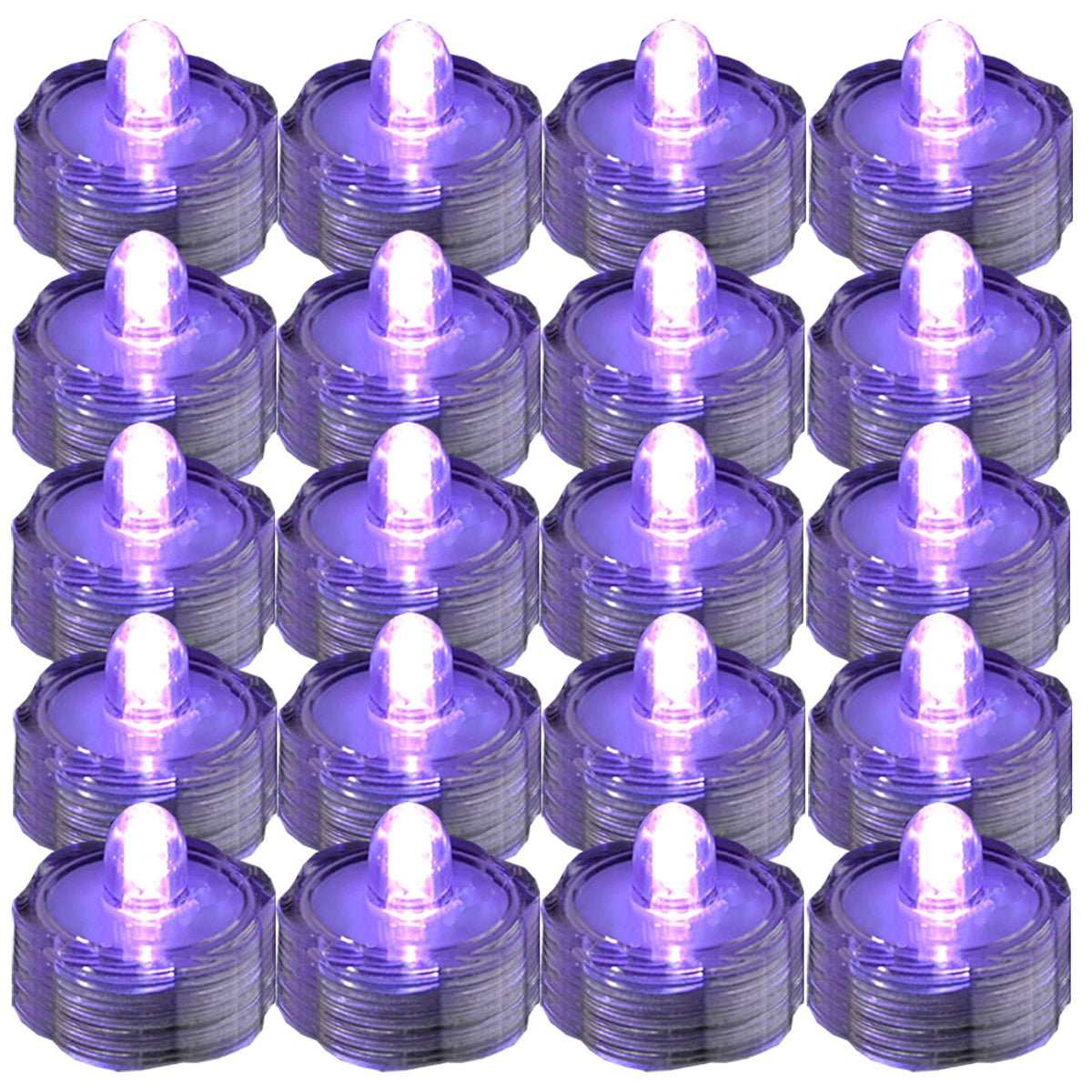 Jytrend Bright Led Floral Tea Light Vase Submersible Lights For Party Wedding (Purple, 30 Pack)