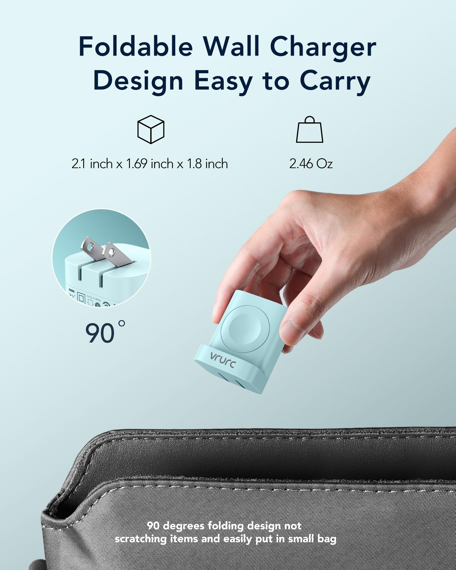 Vrurc For Apple Watch Charger, 20W Pd 3 In 1 Charger With Magnetic Wireless Charging And Dual Ports, Foldable Plug Portable Usb