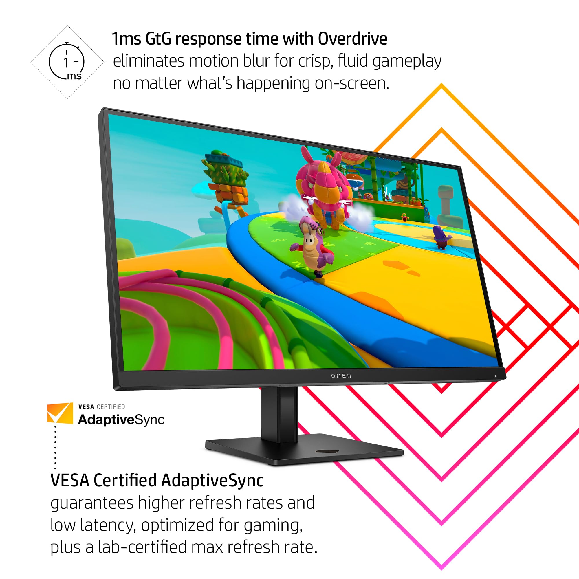 Hp Omen 27Q Qhd 165Hz Gaming Monitor, Qhd Display (2560 X 1440), Ips Panel, 99% Srgb, 95% Dci P3, 16:9, Amd Freesync Premium Tec