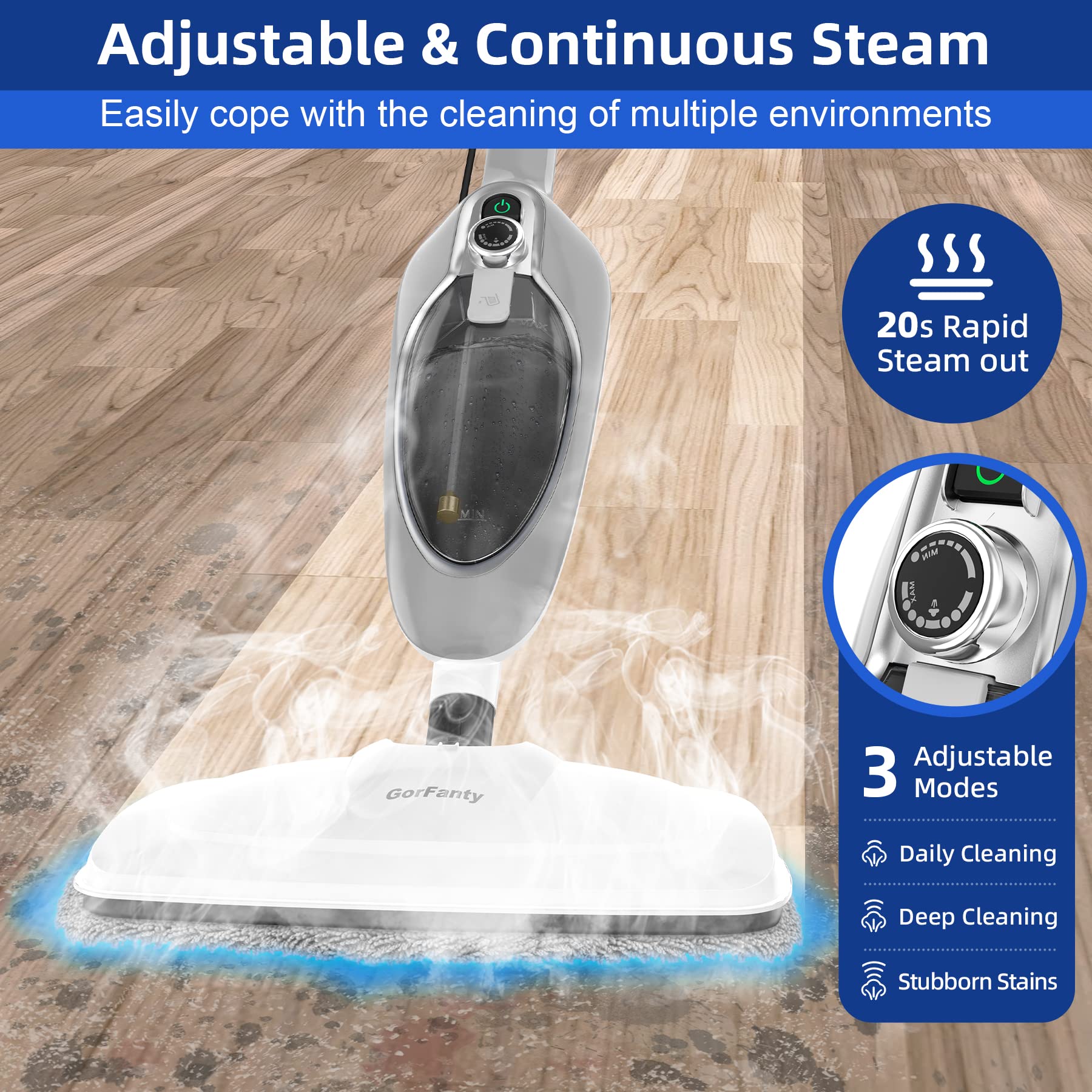 Steam Mop   10 In 1 Multipurpose Handheld Steam Cleaner Detachable Floor Steamer For Hardwood/Tile/Laminate Floors Carpet With 1