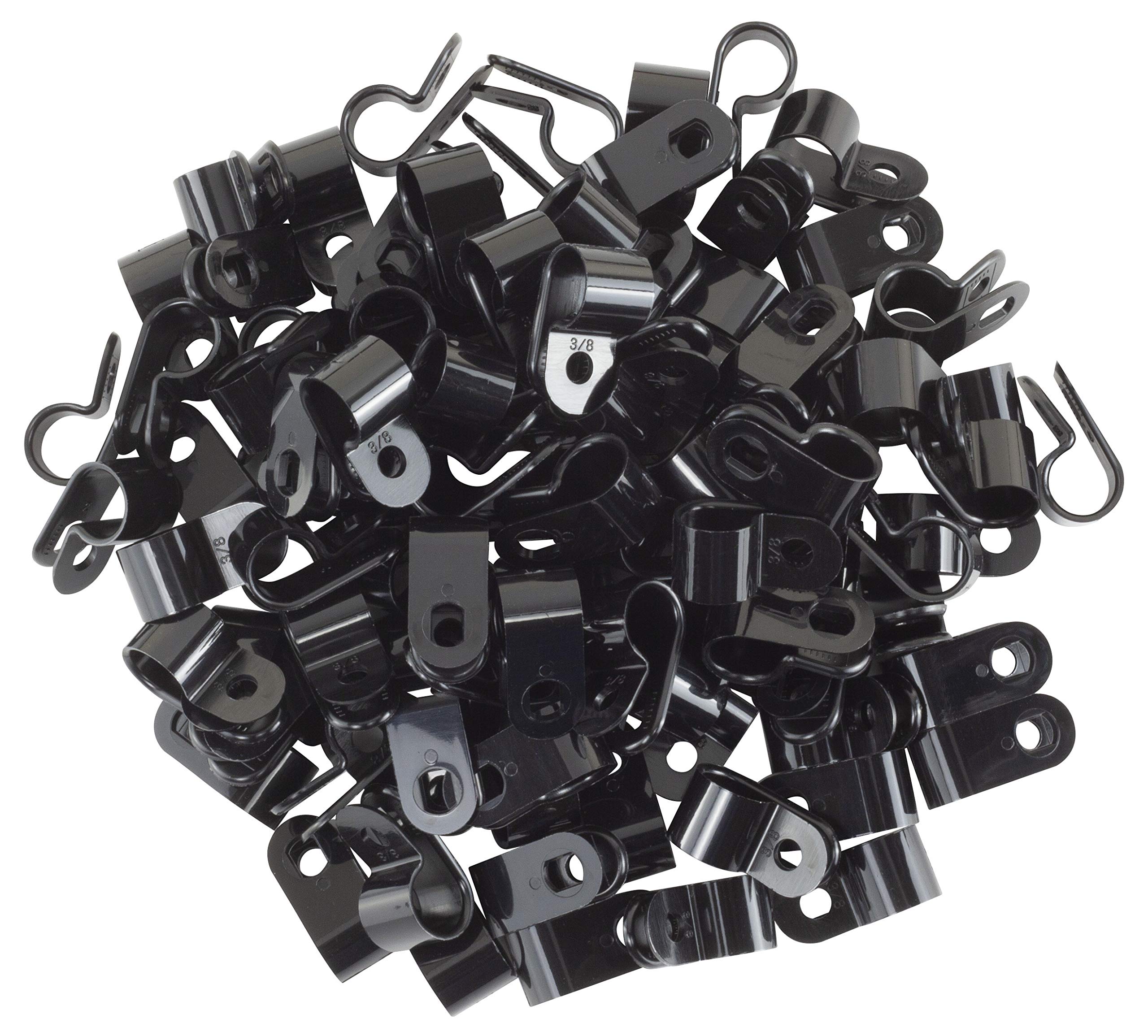 GTSE Nylon Plastic Cable Clamps 3/8" Screw Mount Black 100 Pack