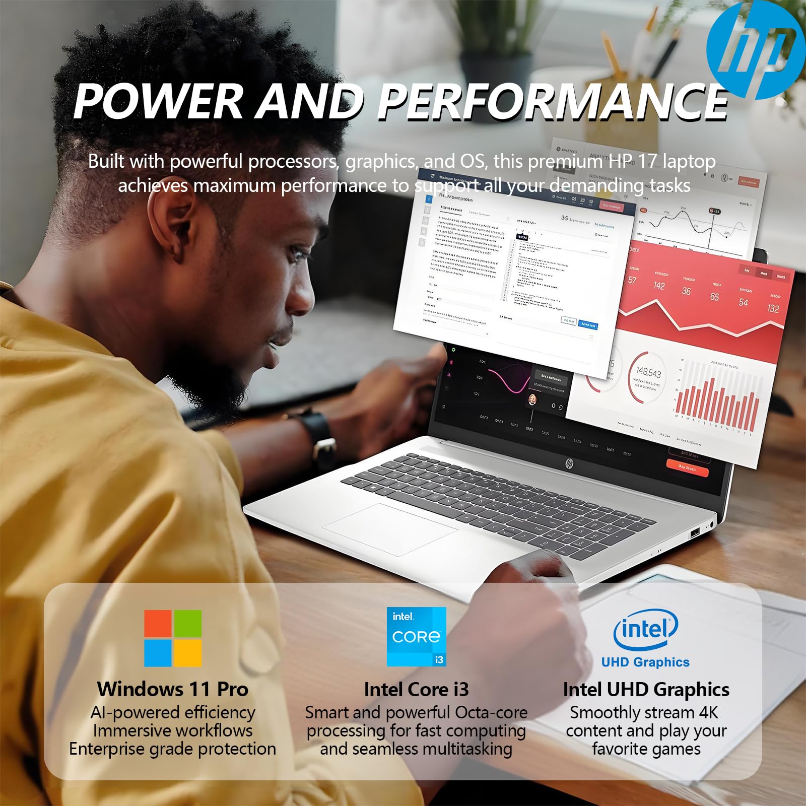 Hp 2025 17 Inch Touchscreen Laptop Computer, 17.3 Hd+ Touch Screen, Intel Core I3 (8-Cores), 32Gb Ram 1Tb Ssd+128Gb Ufs, Windows