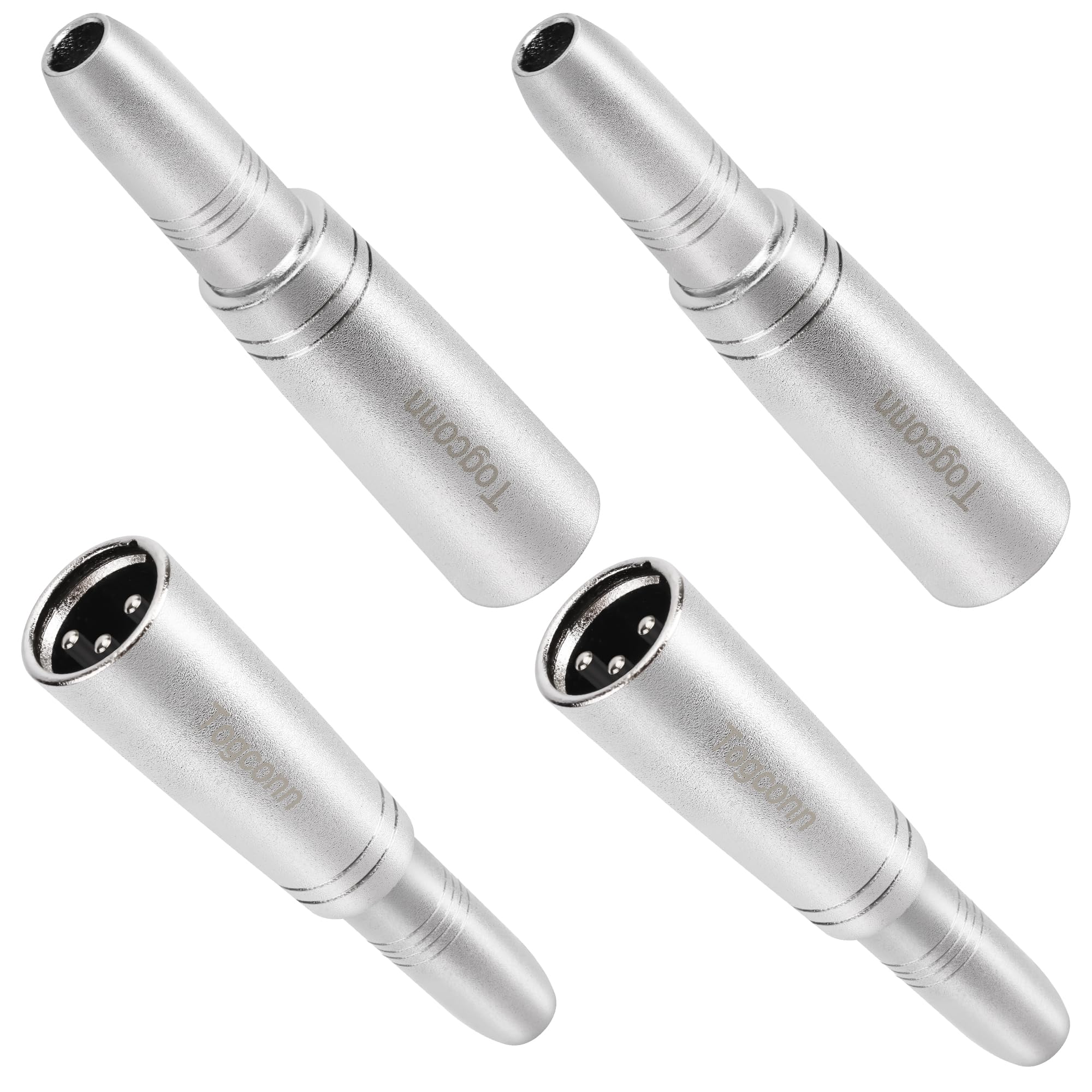 Togconn 1/4'' Trs Female To Xlr Adapter 4 Pack, 1 Pair 6.35Mm 1/4'' Female To Xlr Male Adapter And 1 Pair 6.35Mm 1/4'' Female To