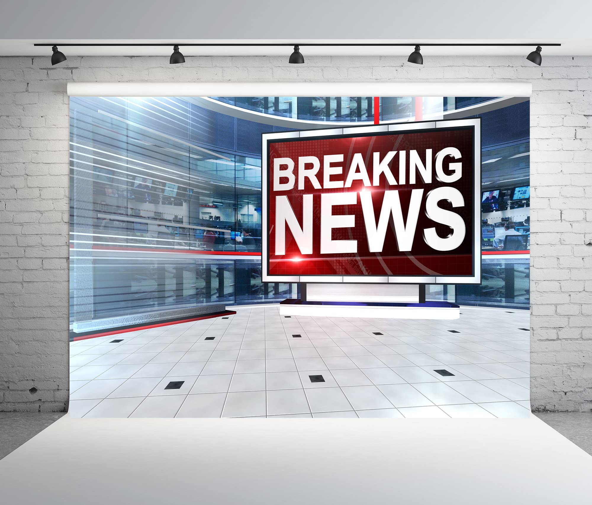 Beleco 7X5Ft Fabric News Broadcast Hall Backdrop Studio Tv Breaking News Backdrop News Room Broadcasting Background Program Reco