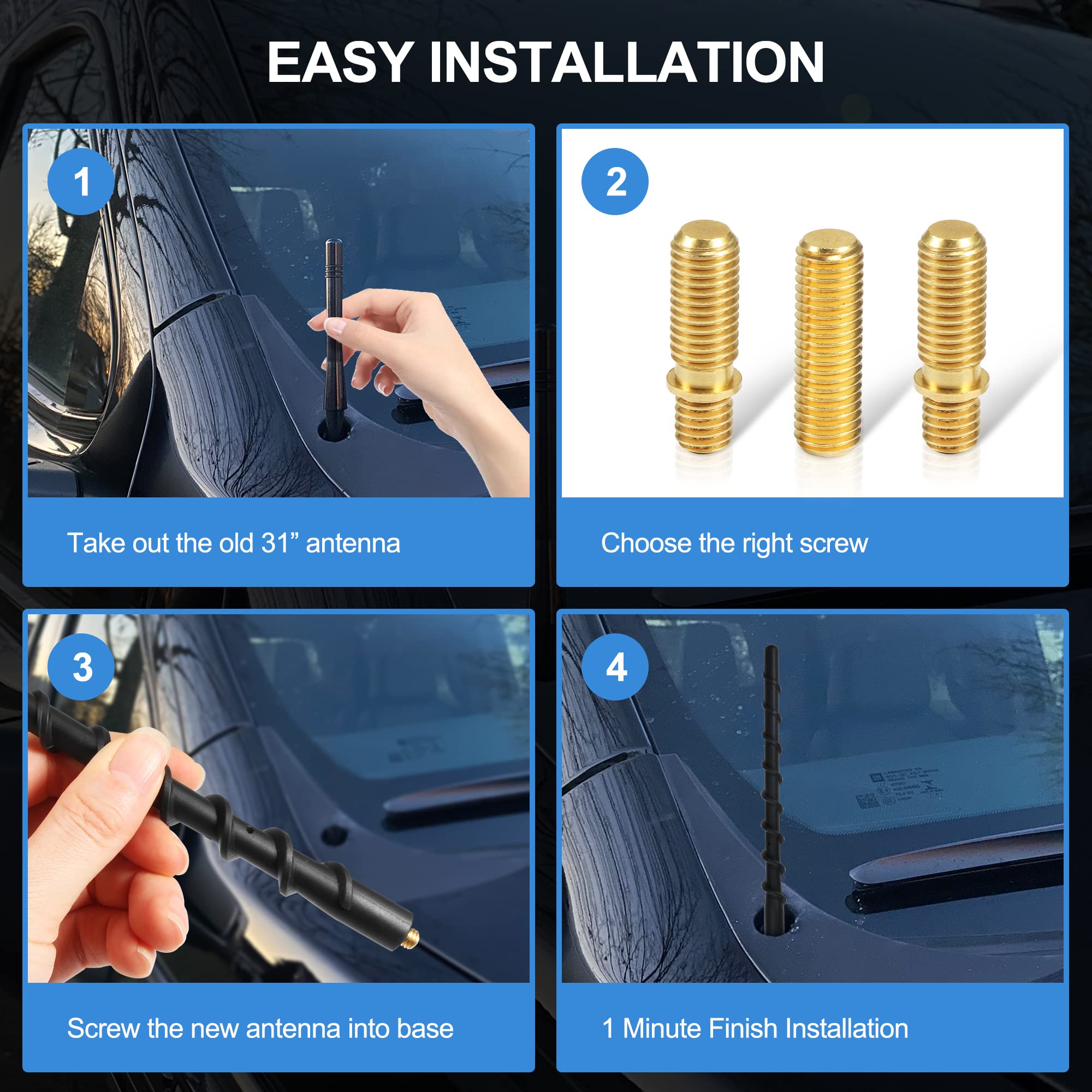 Ksaauto 7'' Spiral Short Car Truck Antenna For Gm Chevy Silverado 1500 2500 3500 Hd Traverse Equinox Gmc Sierra 1500 2500 3500 D