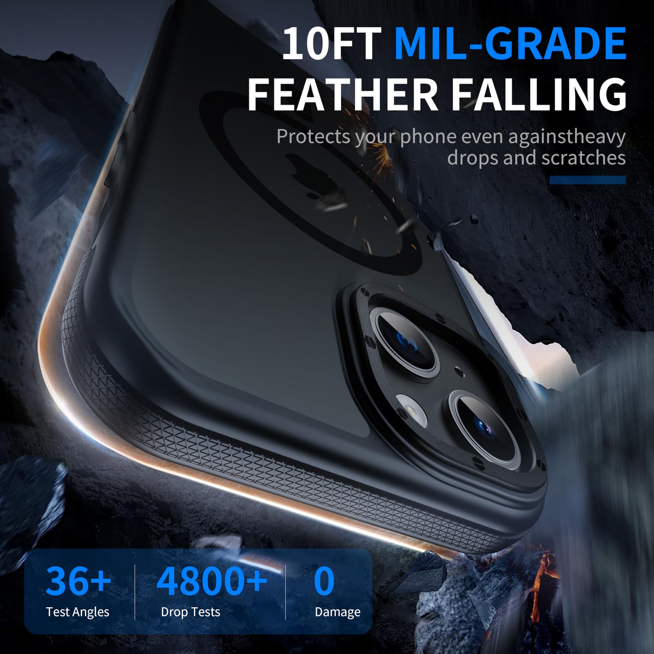 Yzoiko Strong Magnetic For Iphone 15 Case [10Ft Military Grade Protection] Compatible With Fit Magsafe Shockproof Slim Thin Cove