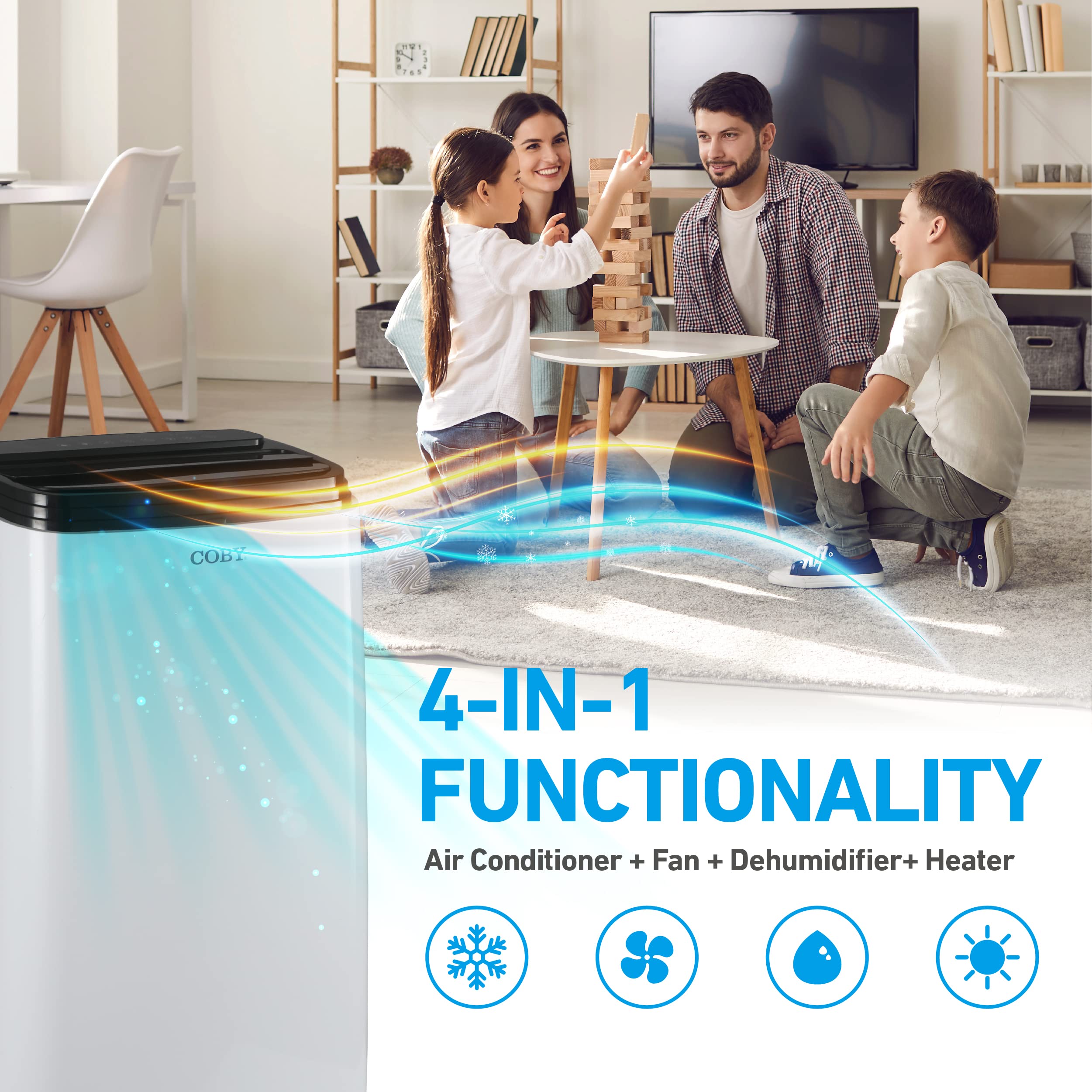 Coby Cbpac815H 4 In 1 Ac Unit, Heater, Dehumidifier & Fan, 12,000 Btus Portable Air Conditioners, 12000 + Heat, White