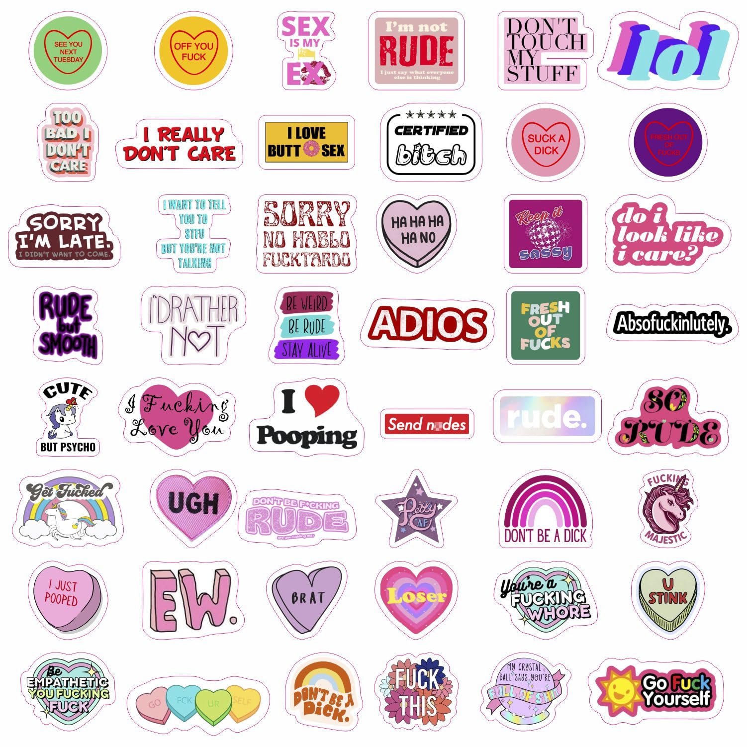 100Pcs Funny Rude Stickers For Adults, Crude Humor Stickers   Rude Gifts For Women, Offensiv_E Gifts For Adults Laptop Decals